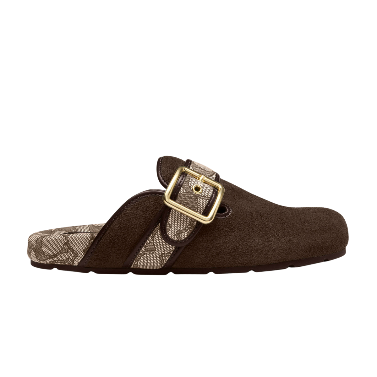 Coach Women's Archival Buckle Clog - Suede Oak Chocolate