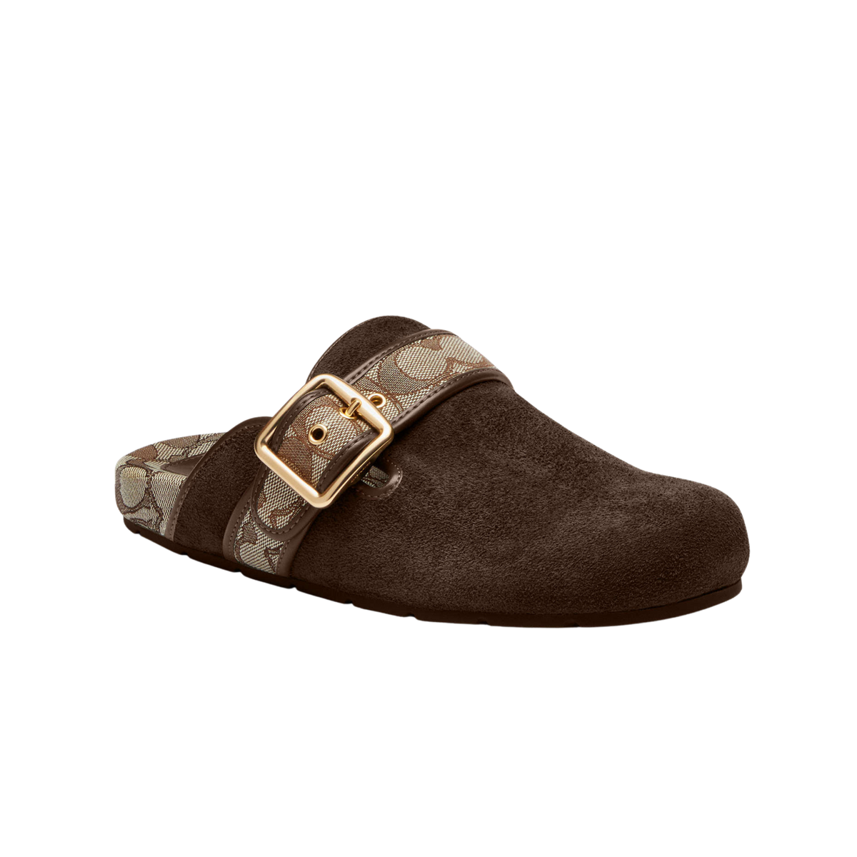 Coach Women's Archival Buckle Clog - Suede Oak Chocolate