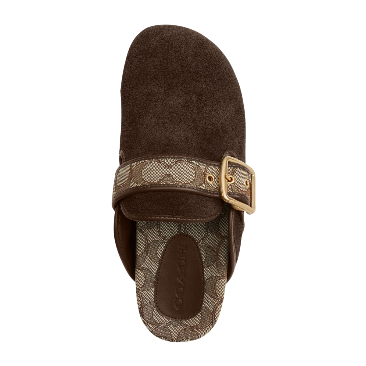 Coach Women's Archival Buckle Clog - Suede Oak Chocolate