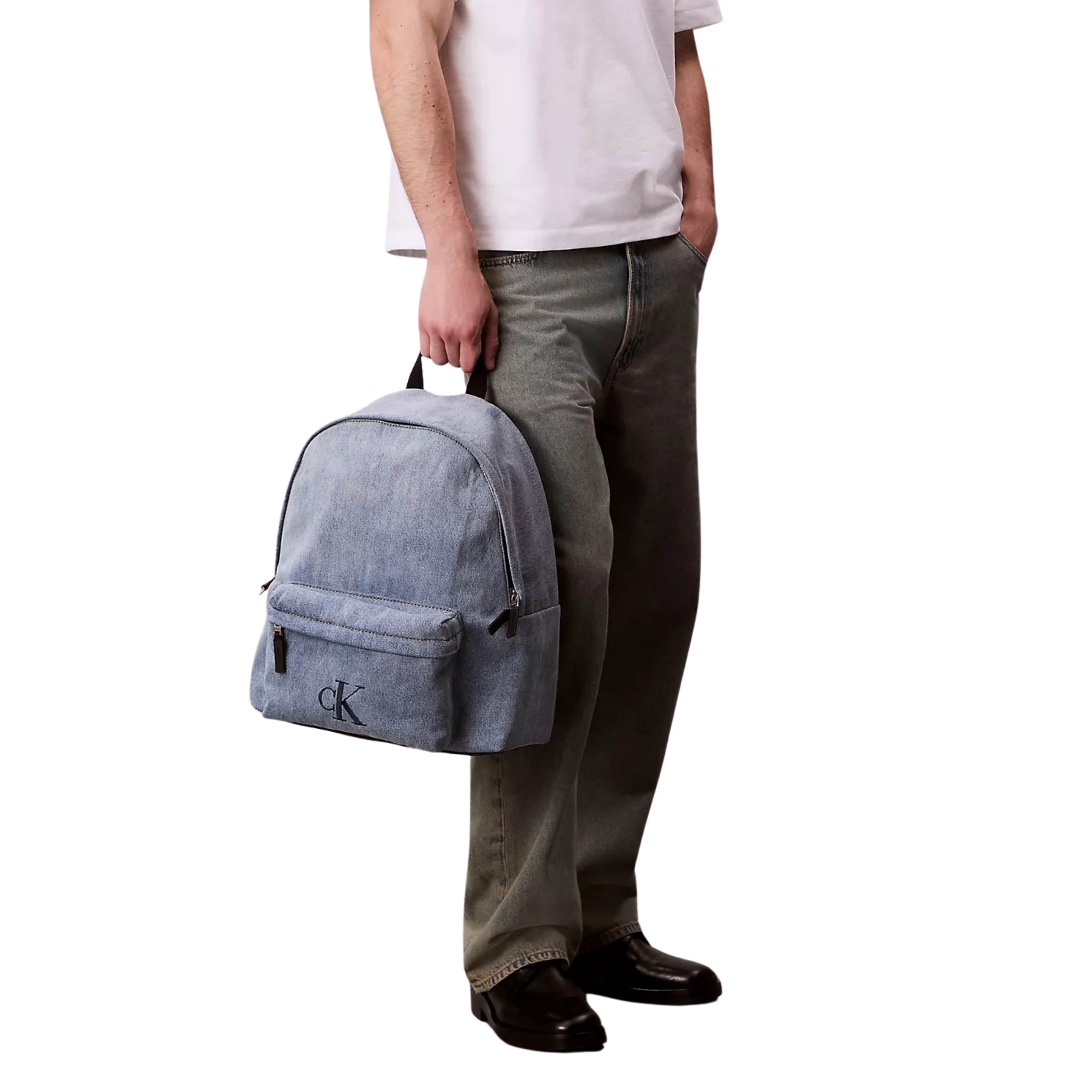 Calvin Klein Men Denim Monogram Logo Backpack - Denim