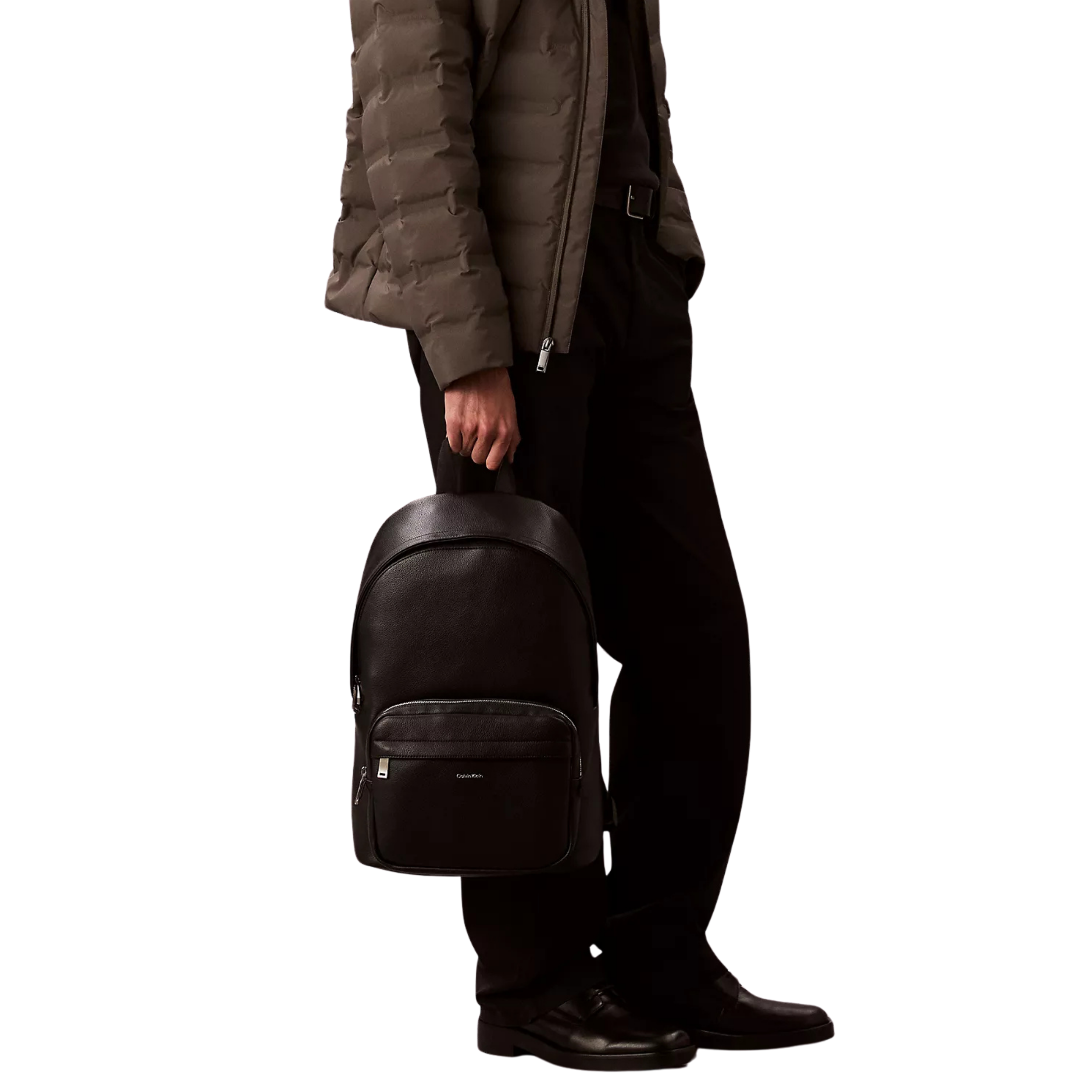 Calvin Klein Men Raised Logo Round Backpack - Black
