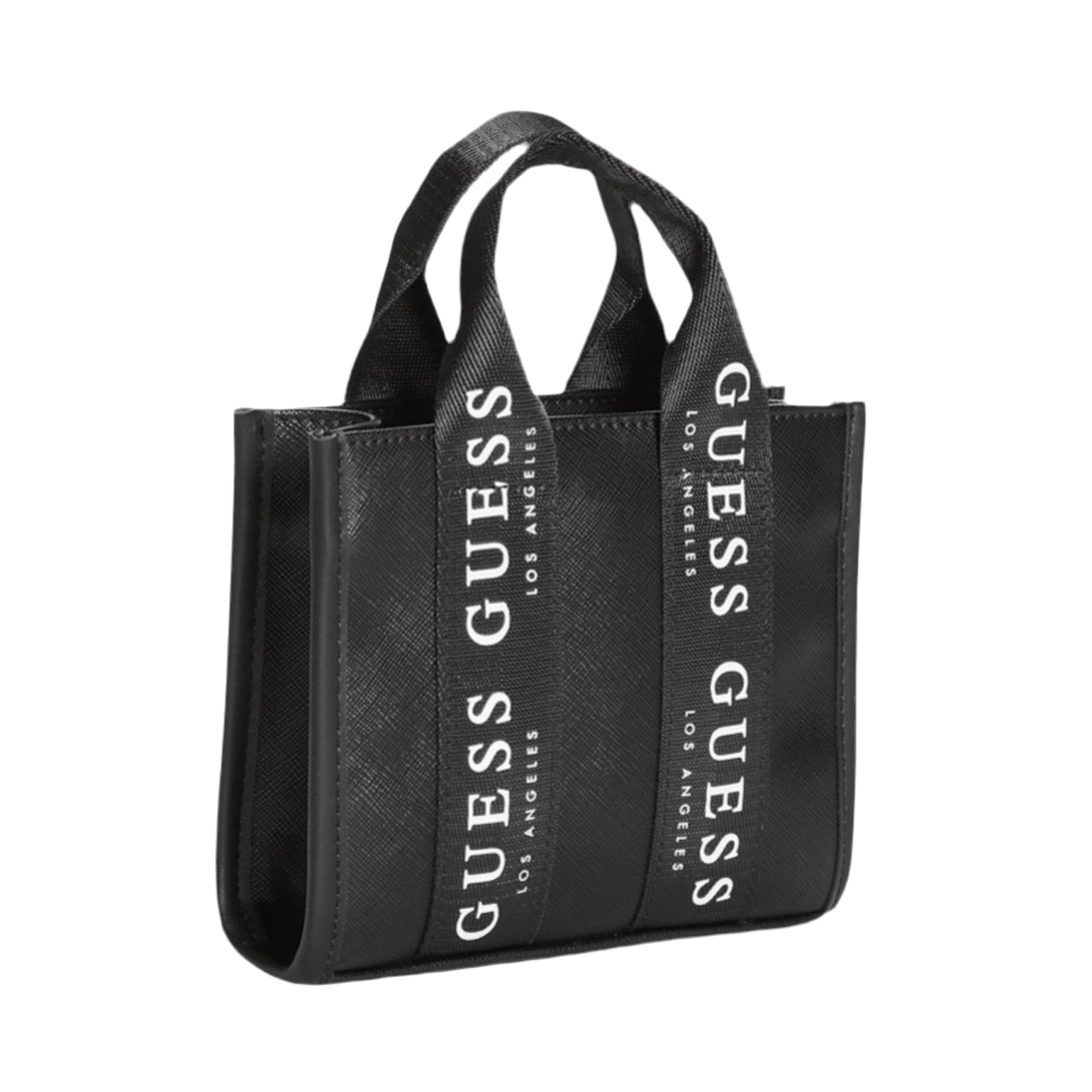Guess Logo-Tape Mini Tote Crossbody - Black