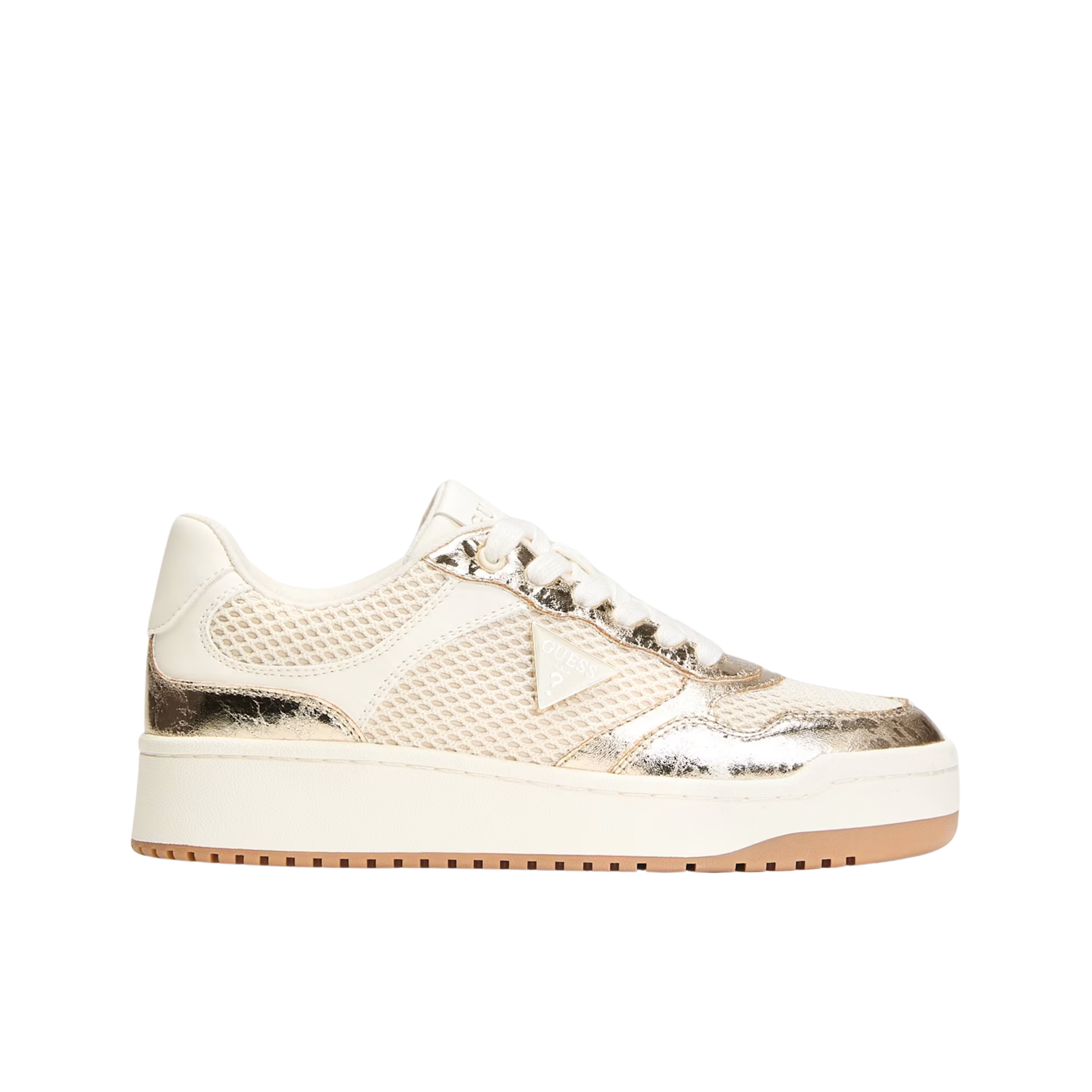Guess Women Miram Low Top Metallic Sneakers - Gold