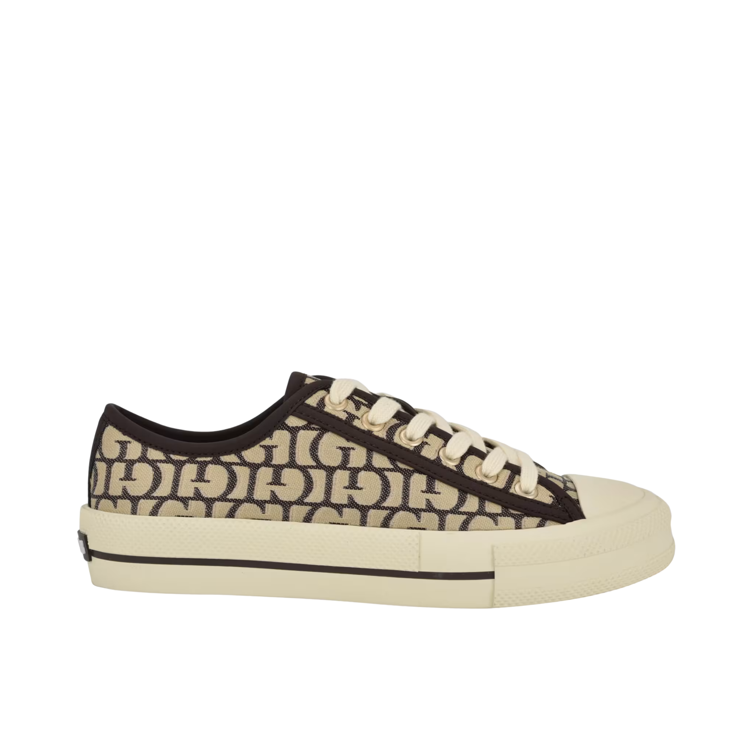 Guess Women Carey Canvas Low Top Sneakers - Dark Brown
