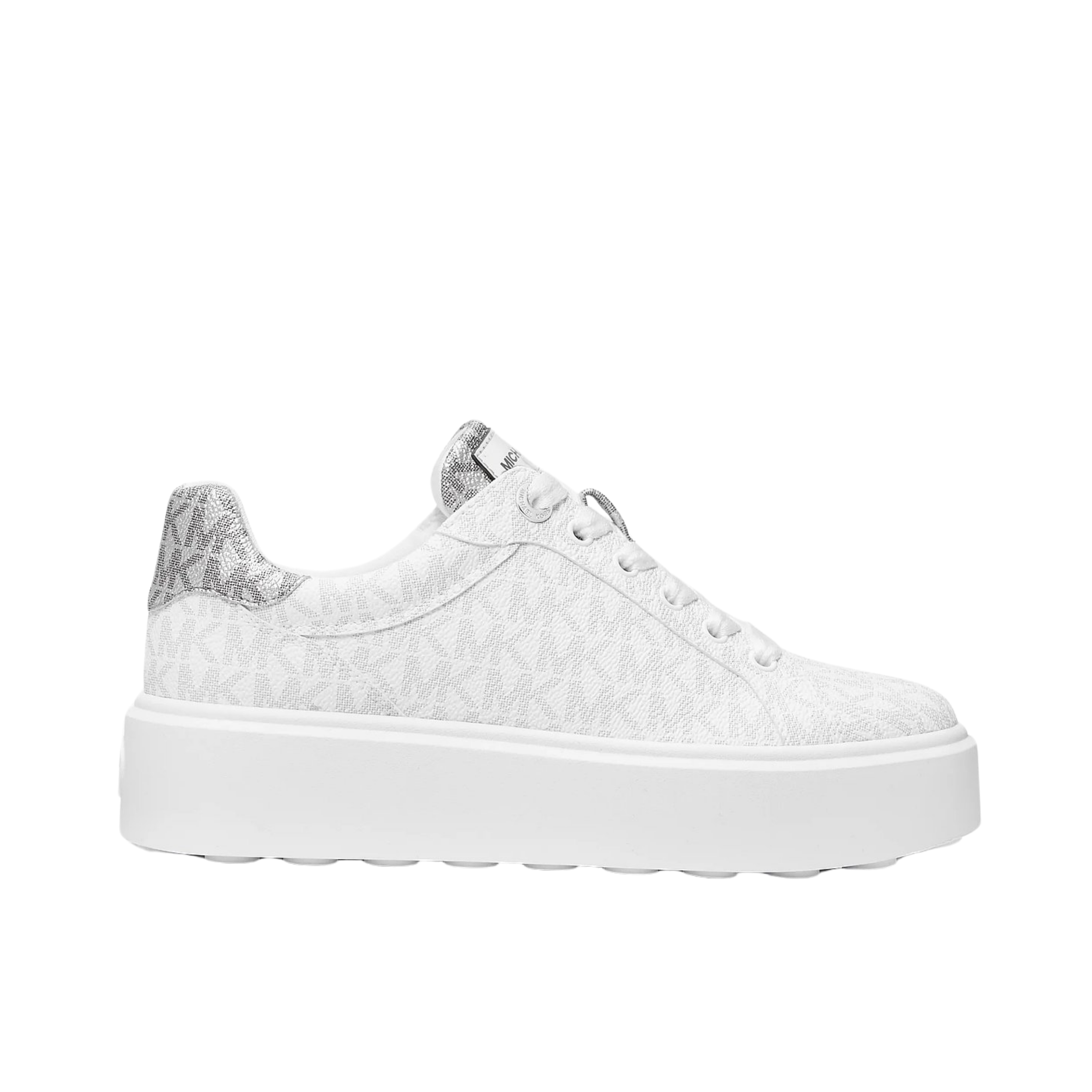 Michael Kors Women Romey Metallic Two Tone Signature Logo Platform Sneaker - Bright White
