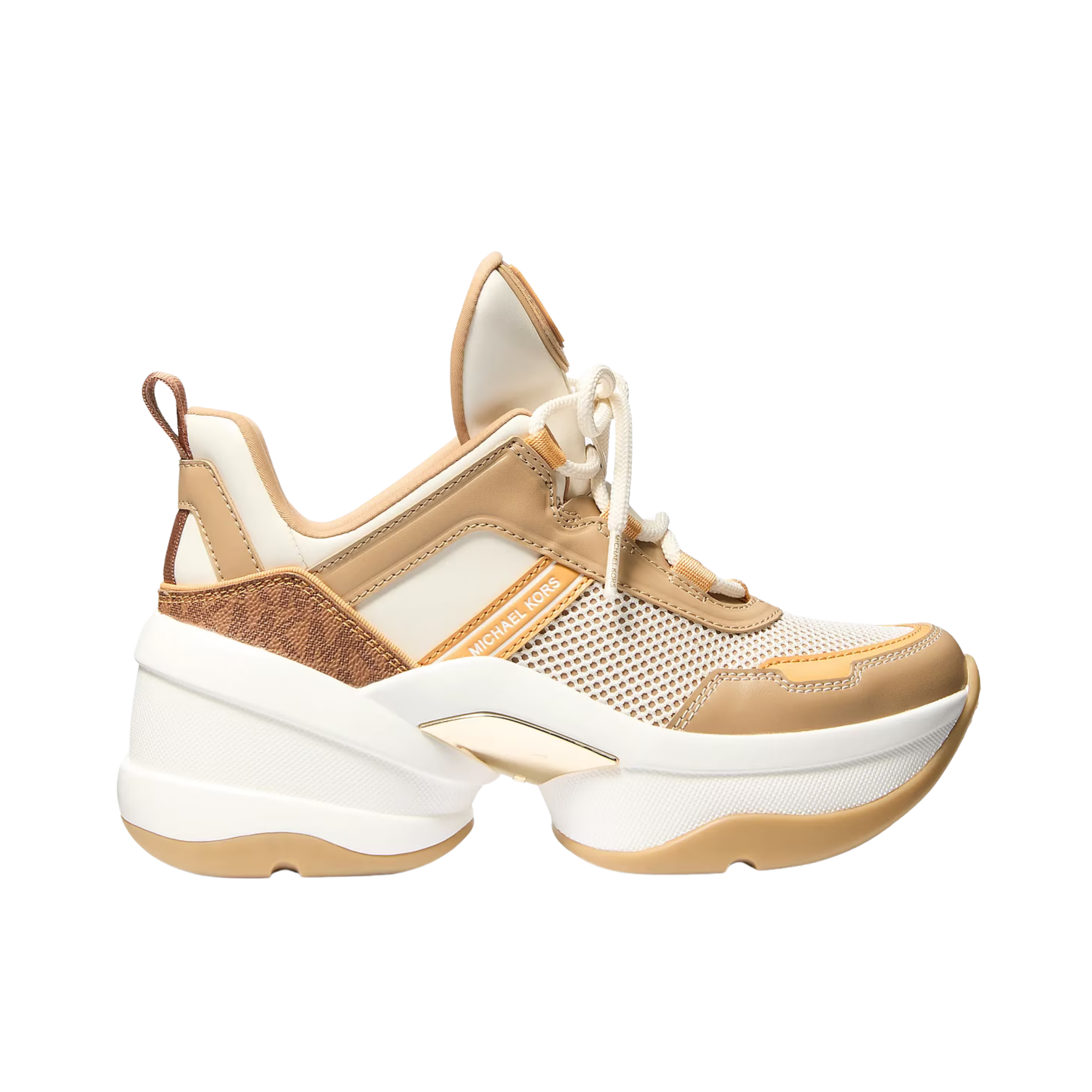 Michael Kors Women Olympia Mixed Media Trainer - Honeywheat
