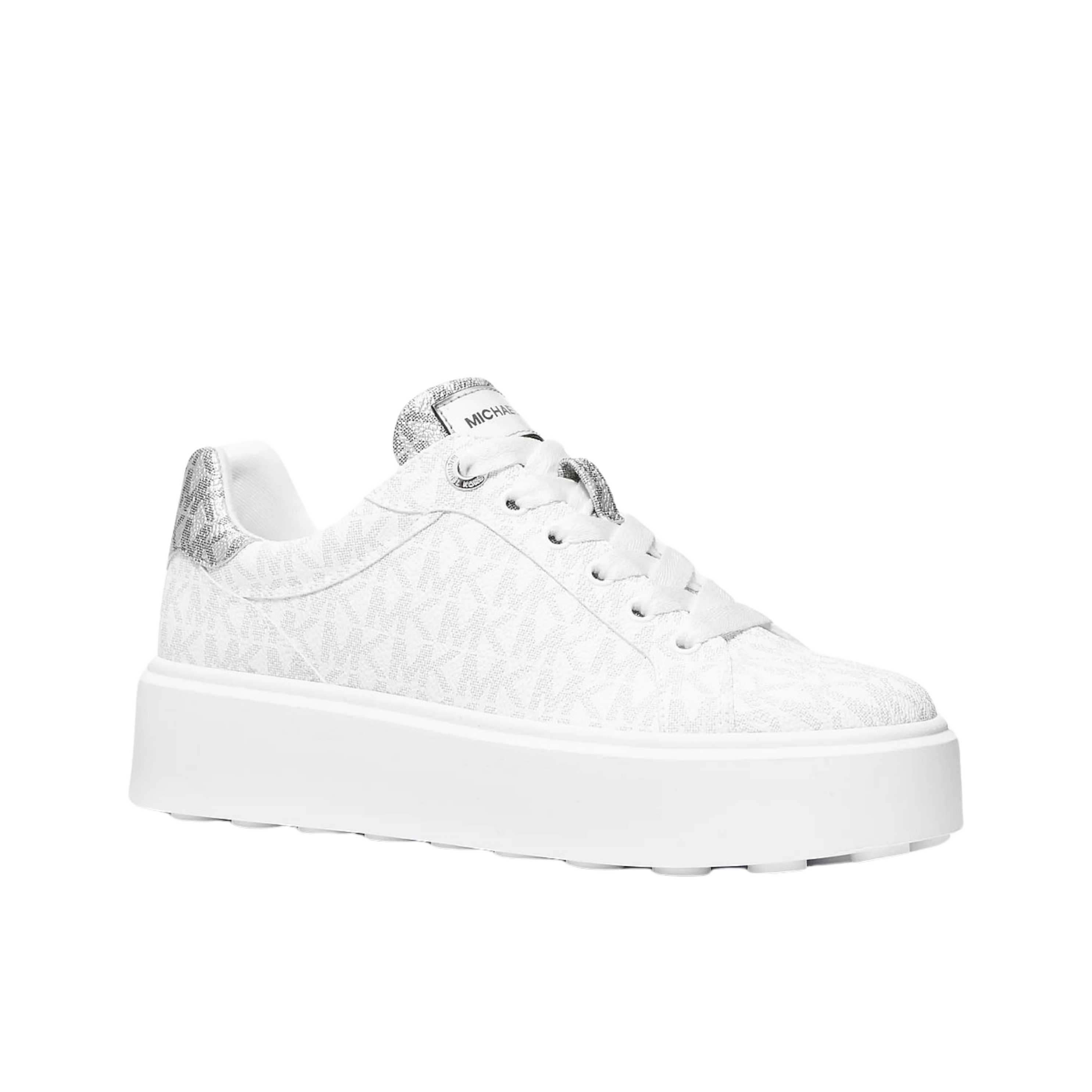 Michael Kors Women Romey Metallic Two Tone Signature Logo Platform Sneaker - Bright White