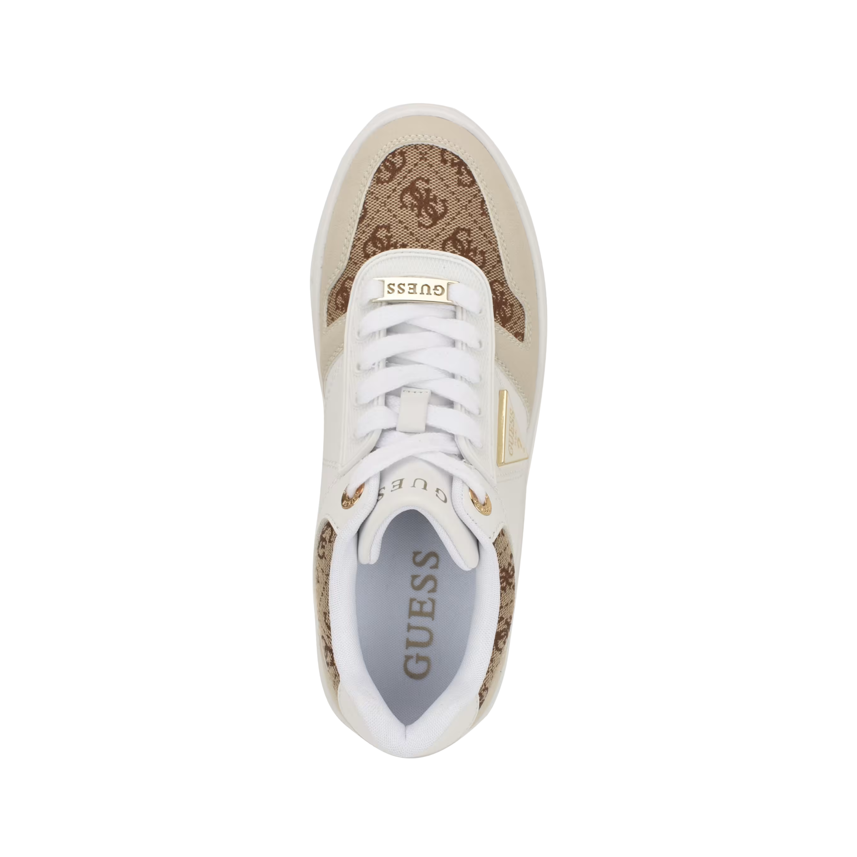 Guess Women Rozinn Lace Up Platform Wedge Sneakers - White Graffiti
