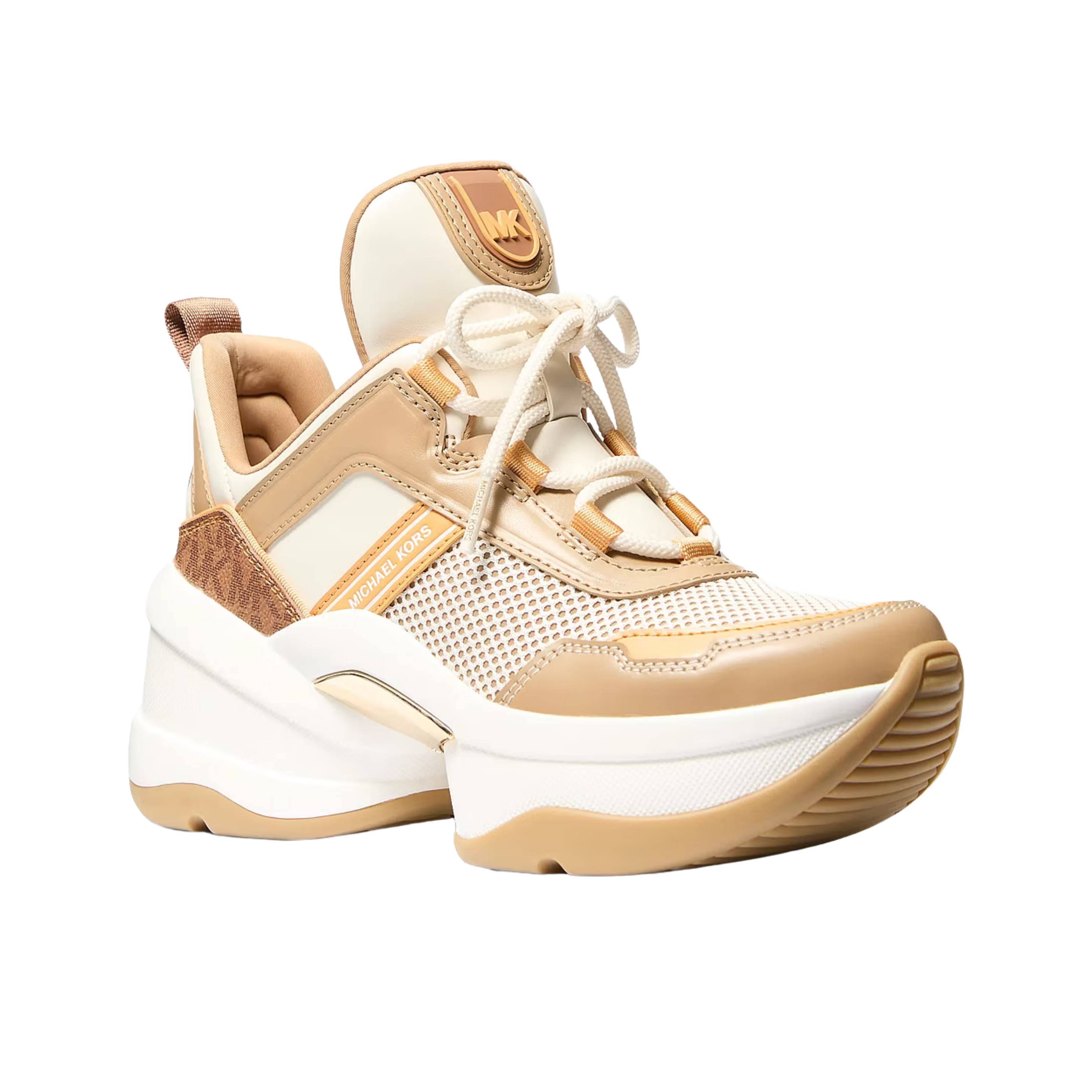 Michael Kors Women Olympia Mixed Media Trainer - Honeywheat