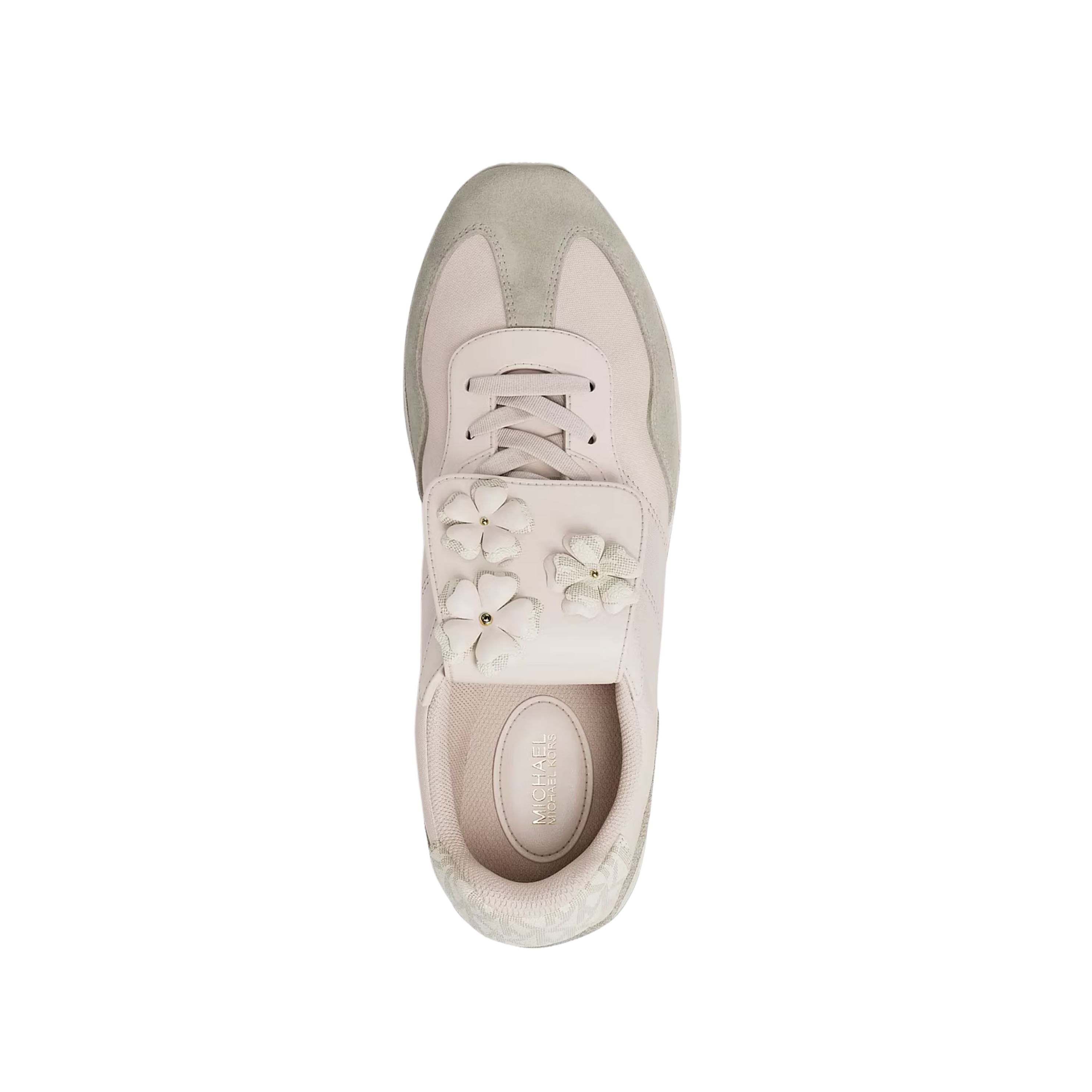 Michael Kors Women Essex Embellished Mixed Media Trainer - LT Cream