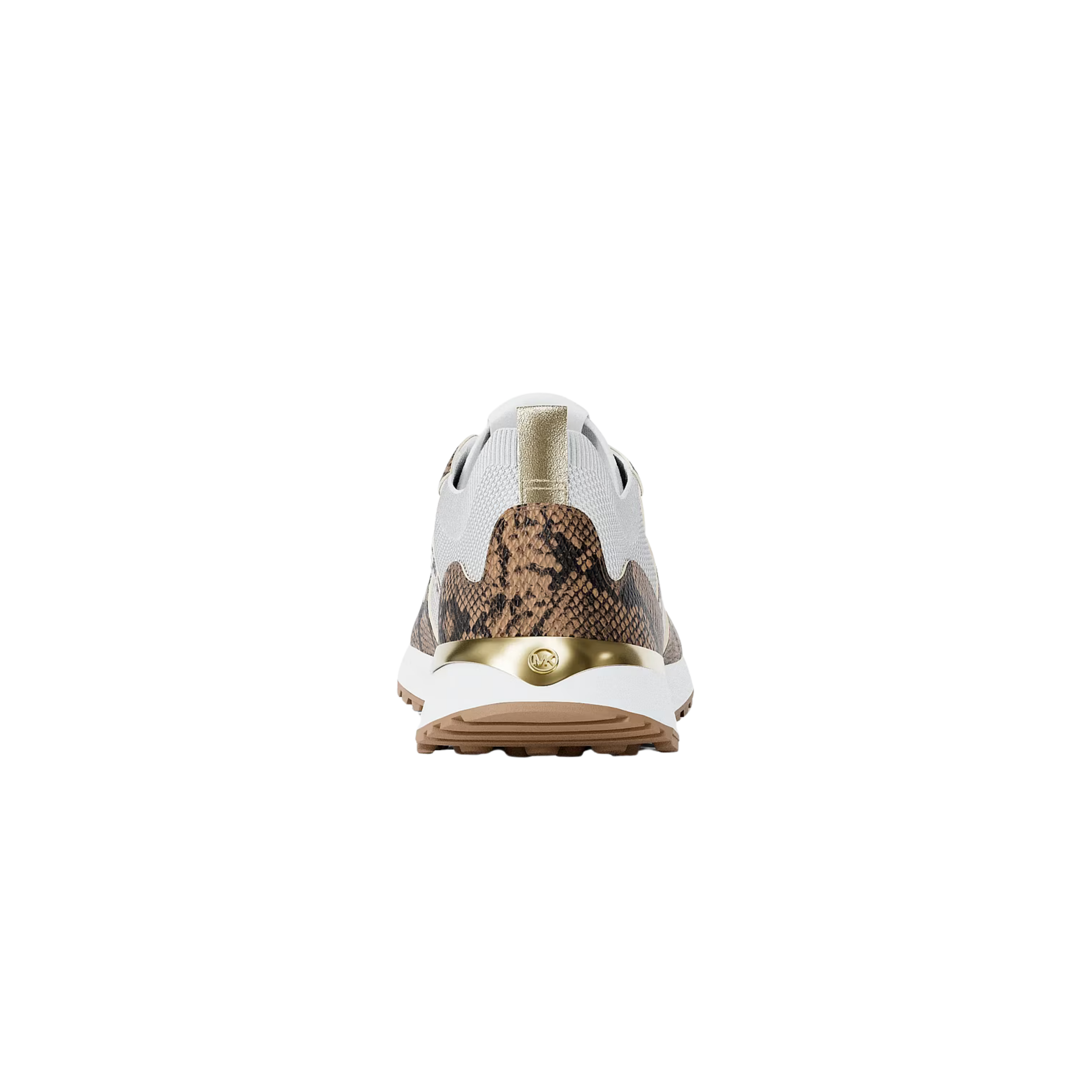 Michael Kors Women Jesse Stretch Knit and Snake Embossed Trainer - Camel Mlt