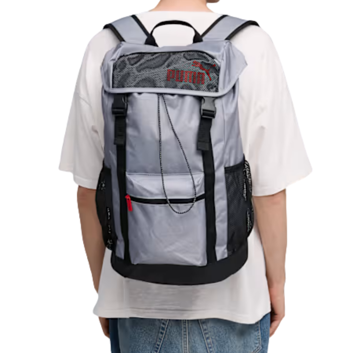 Puma Men Flap Top Backpack - Grey Red
