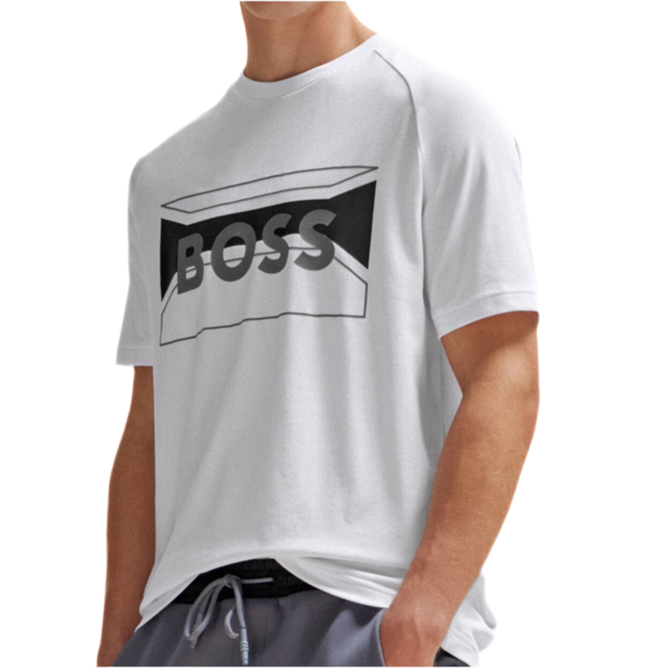Hugo Boss Men Cotton Artwork T-Shirt - White