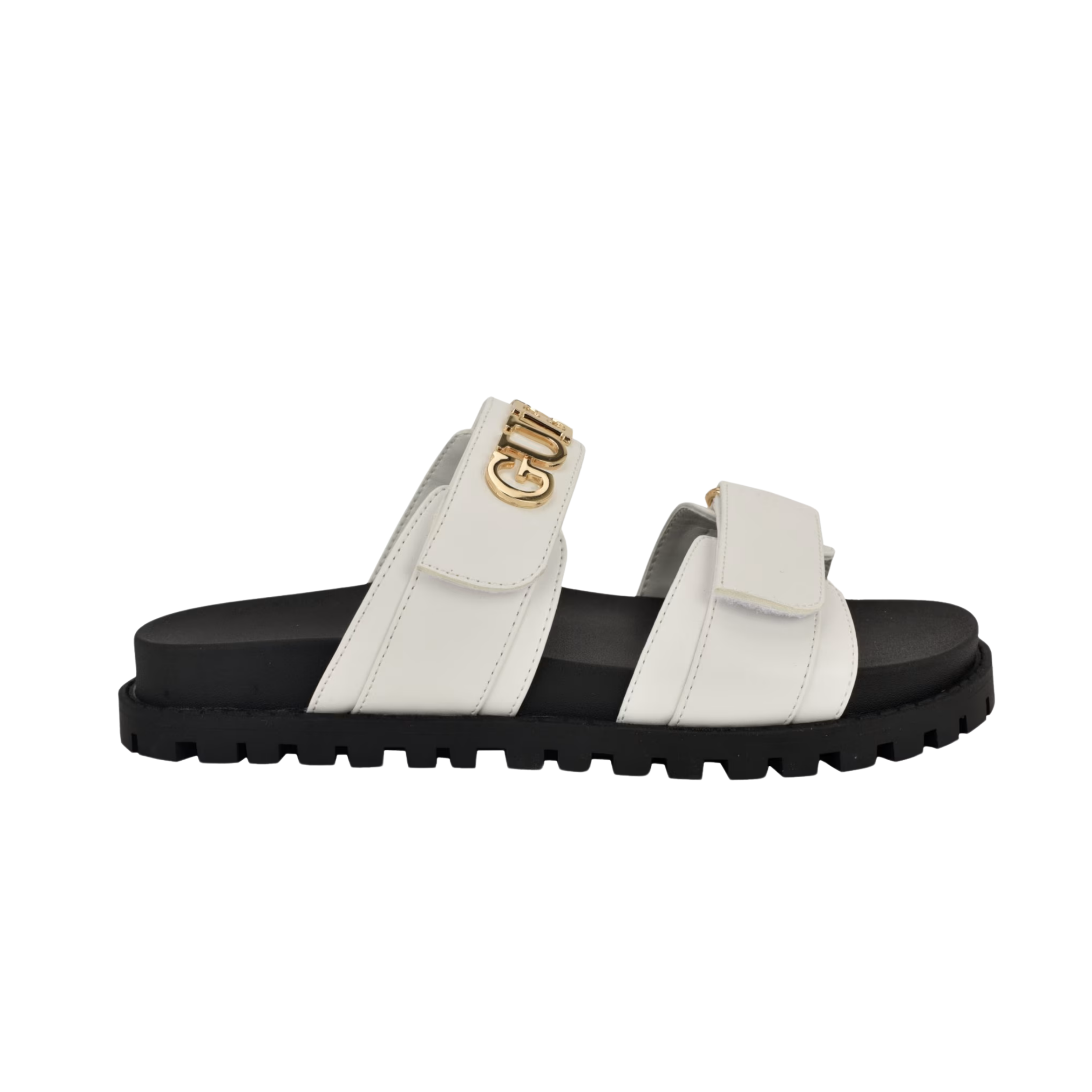 Guess Women Stetsen Metal Guess Sandal Slide - White