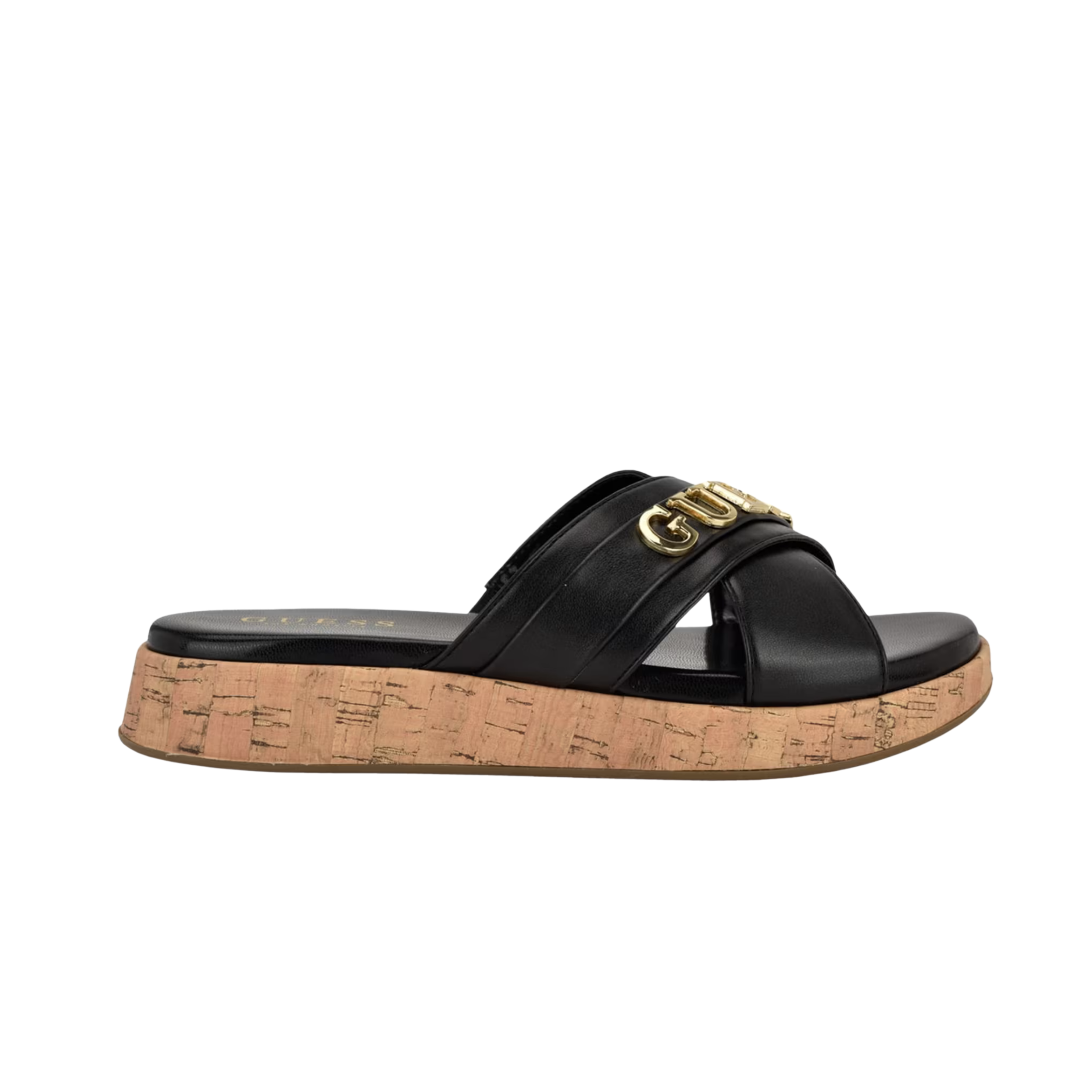 Guess Women Ilay Crisscross Flatform Slides - Black
