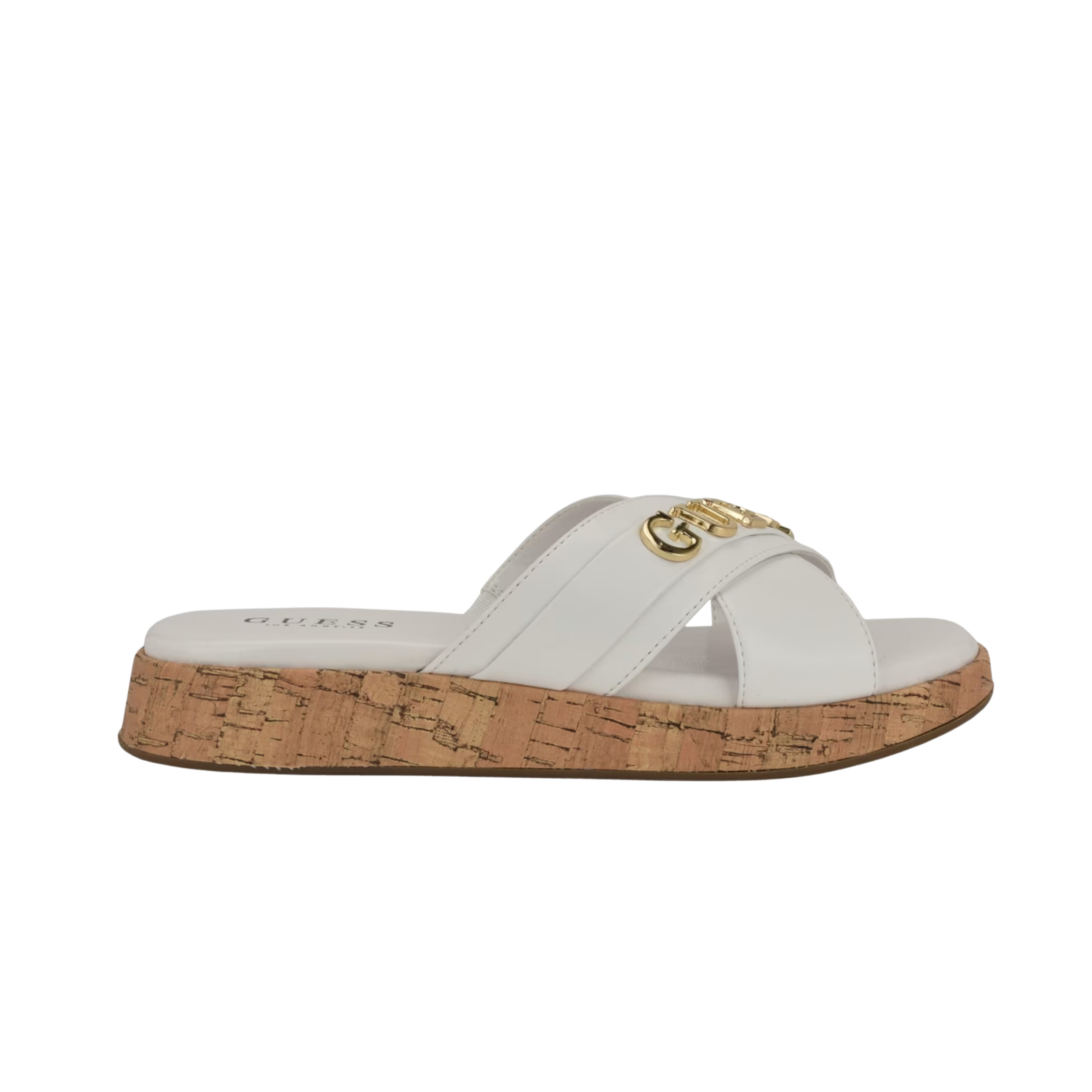 Guess Women Ilay Crisscross Flatform Slides - White