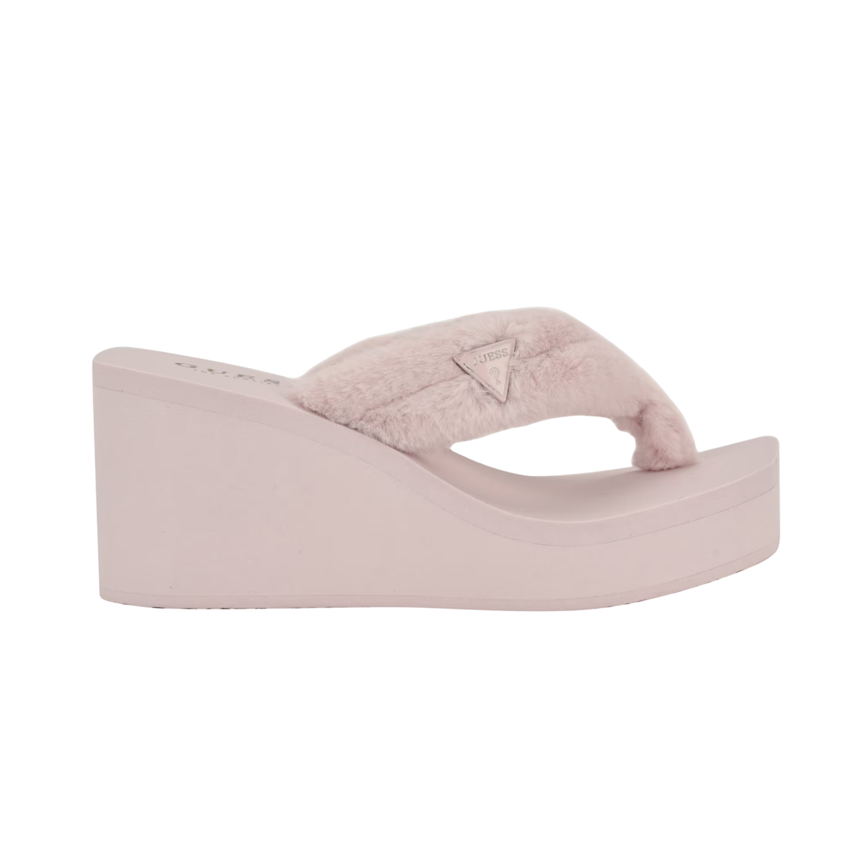 Guess Women Sabinn Faux-Fur Wedge Sandals - Pink