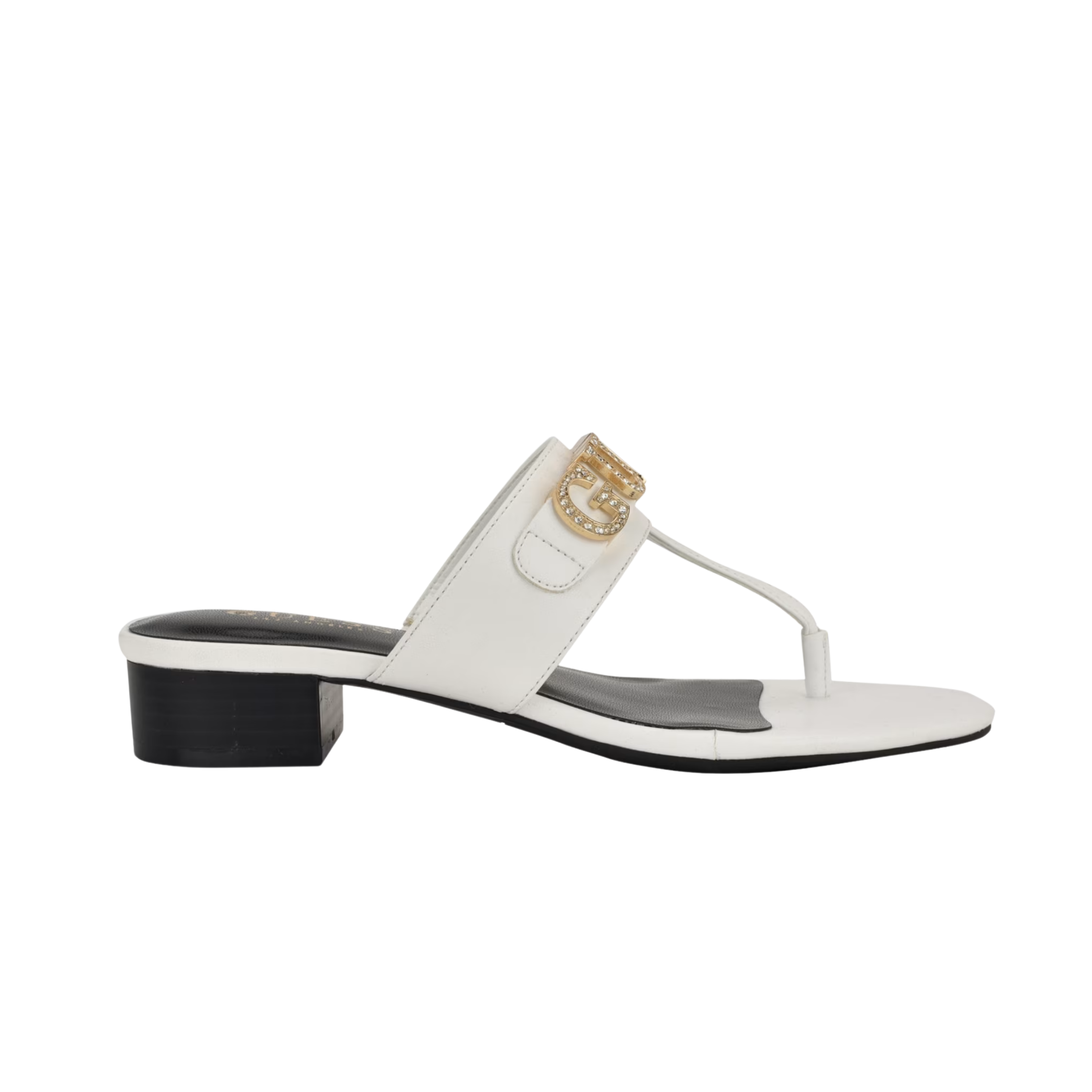 Guess Women Lites T-Strap Block Heel Sandals - White