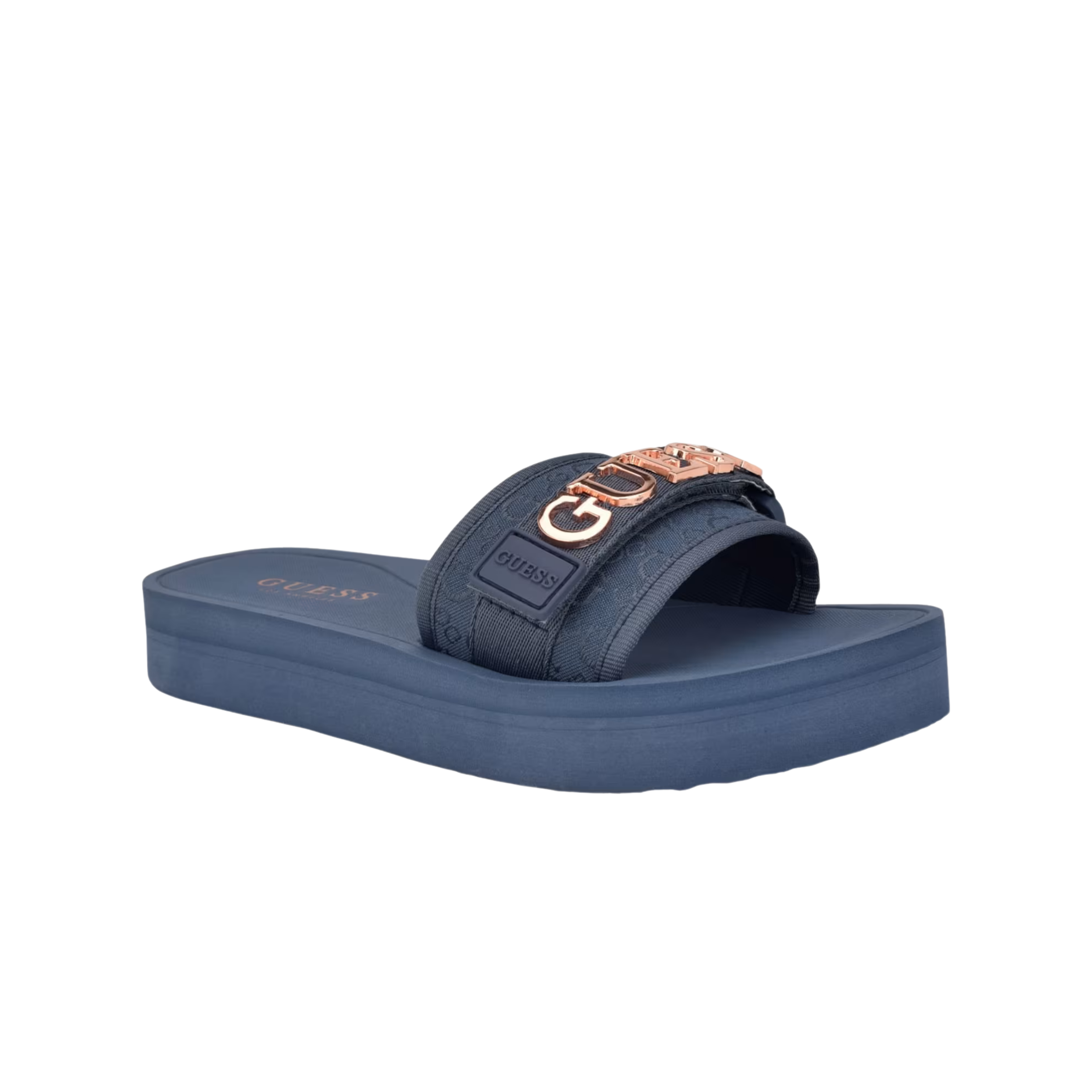 Guess Women Peers Logo Slide Sandals - Blue