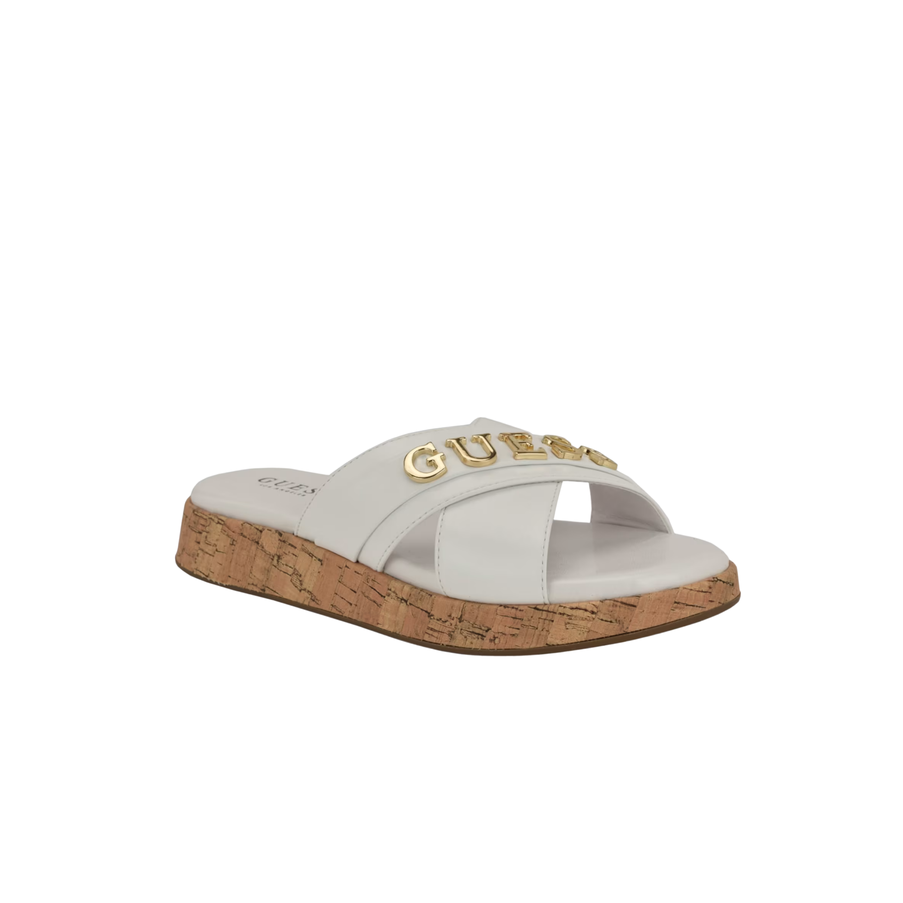 Guess Women Ilay Crisscross Flatform Slides - White