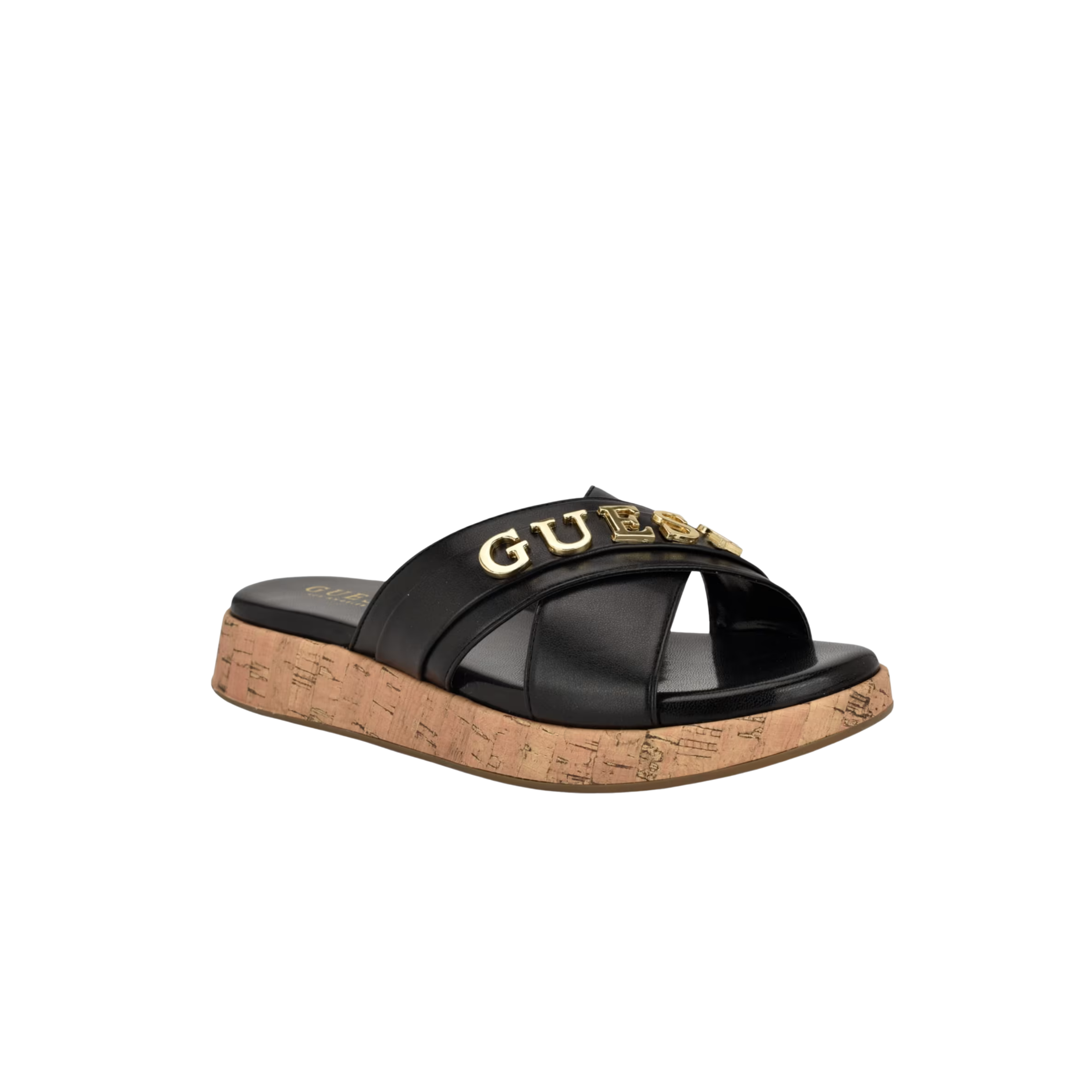 Guess Women Ilay Crisscross Flatform Slides - Black
