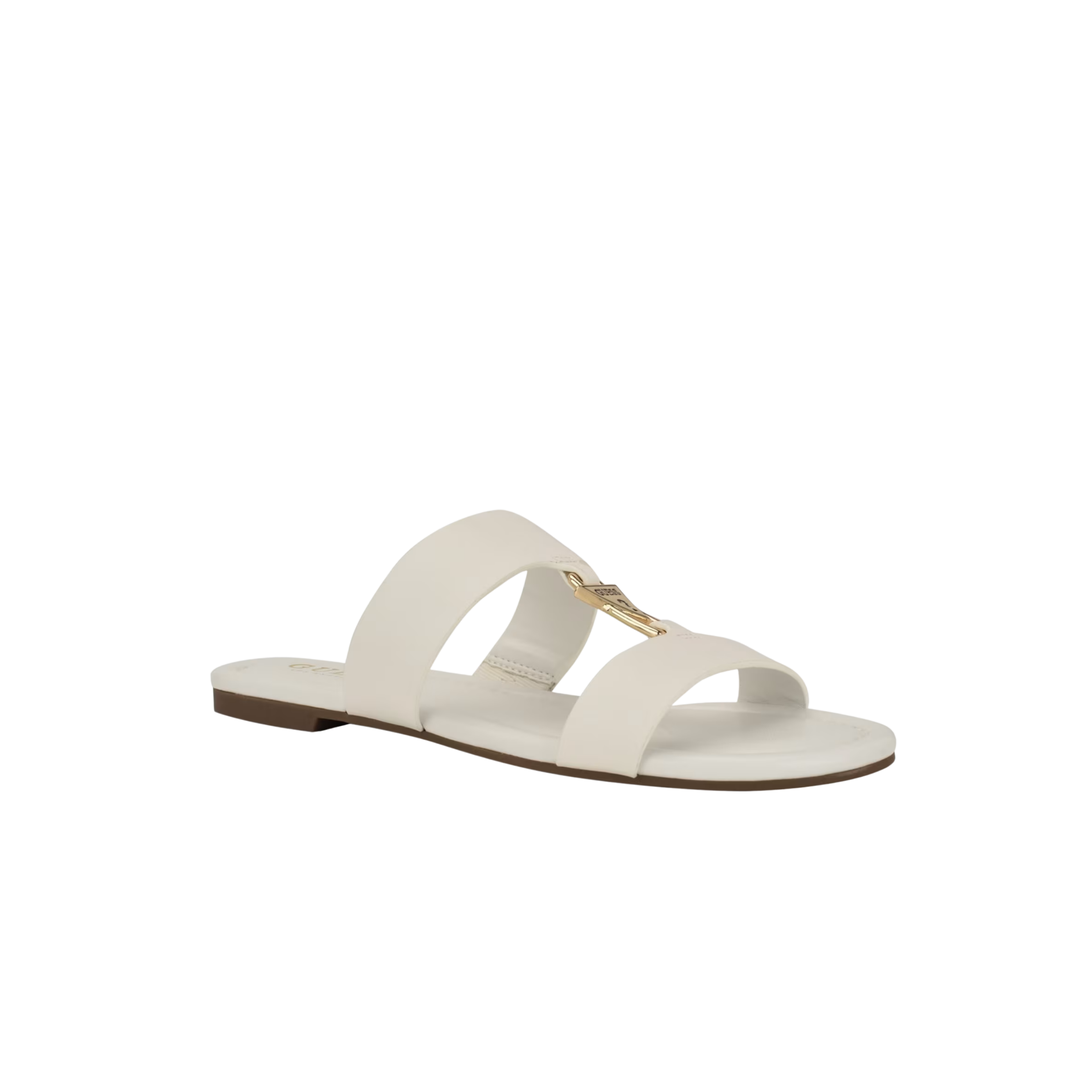 Guess Women Frinn Double Band Slide Sandals - White