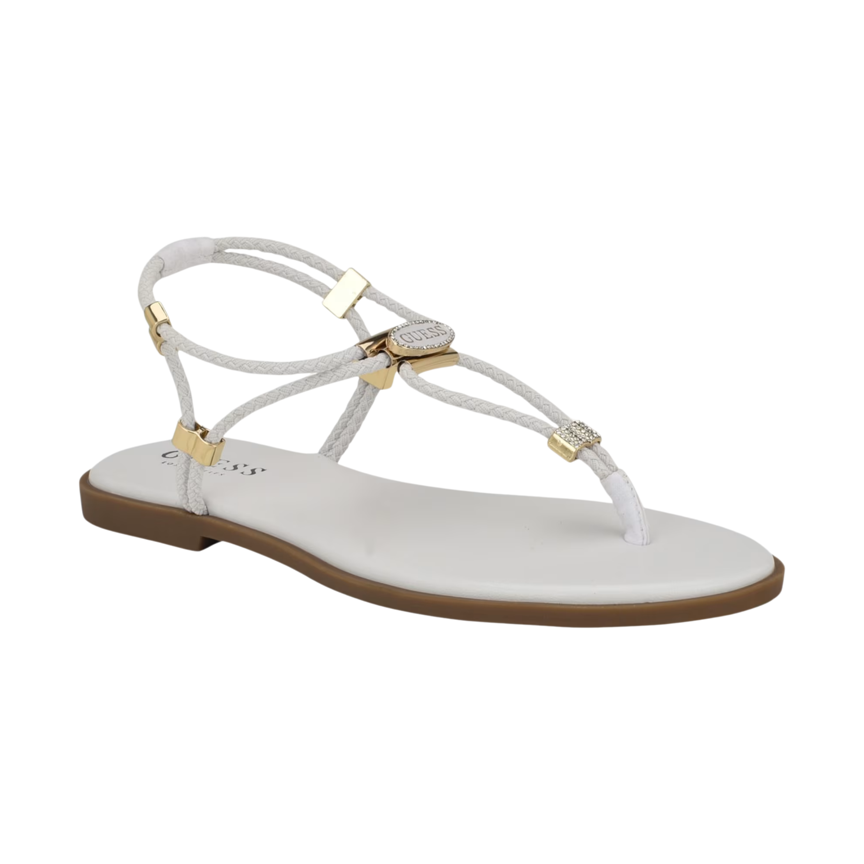 Guess Women Casens Stretch Cord Backstrap Sandals - White