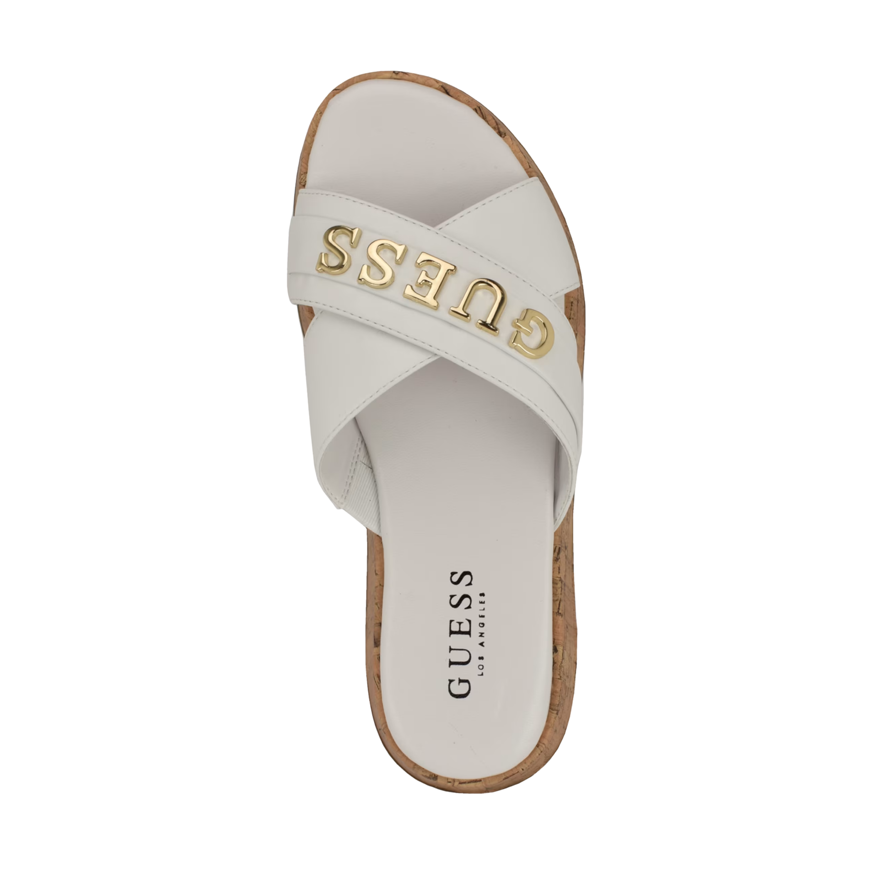 Guess Women Ilay Crisscross Flatform Slides - White