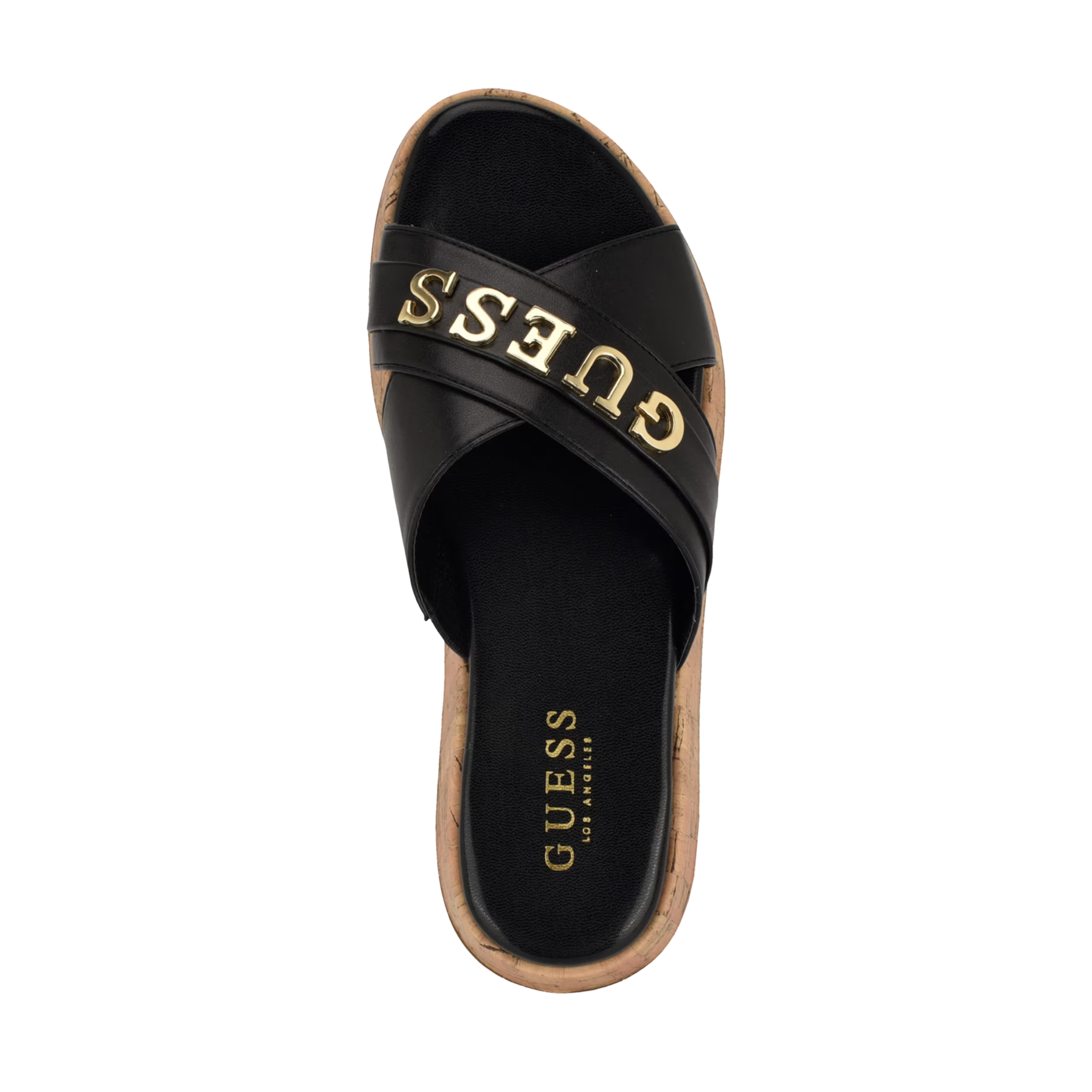 Guess Women Ilay Crisscross Flatform Slides - Black
