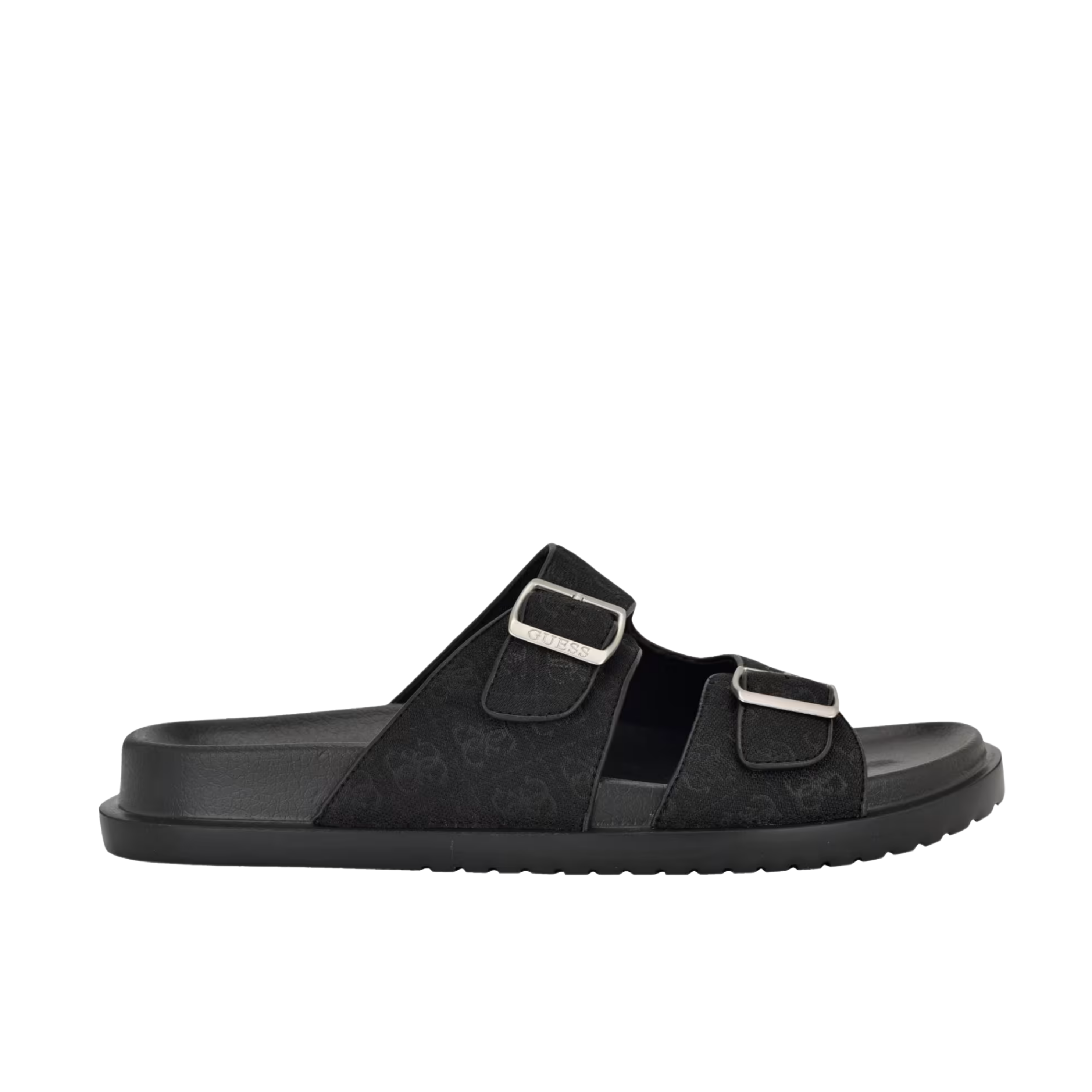 Guess Men Verone Jacquard Quattro G Dual Stap Slides - Black