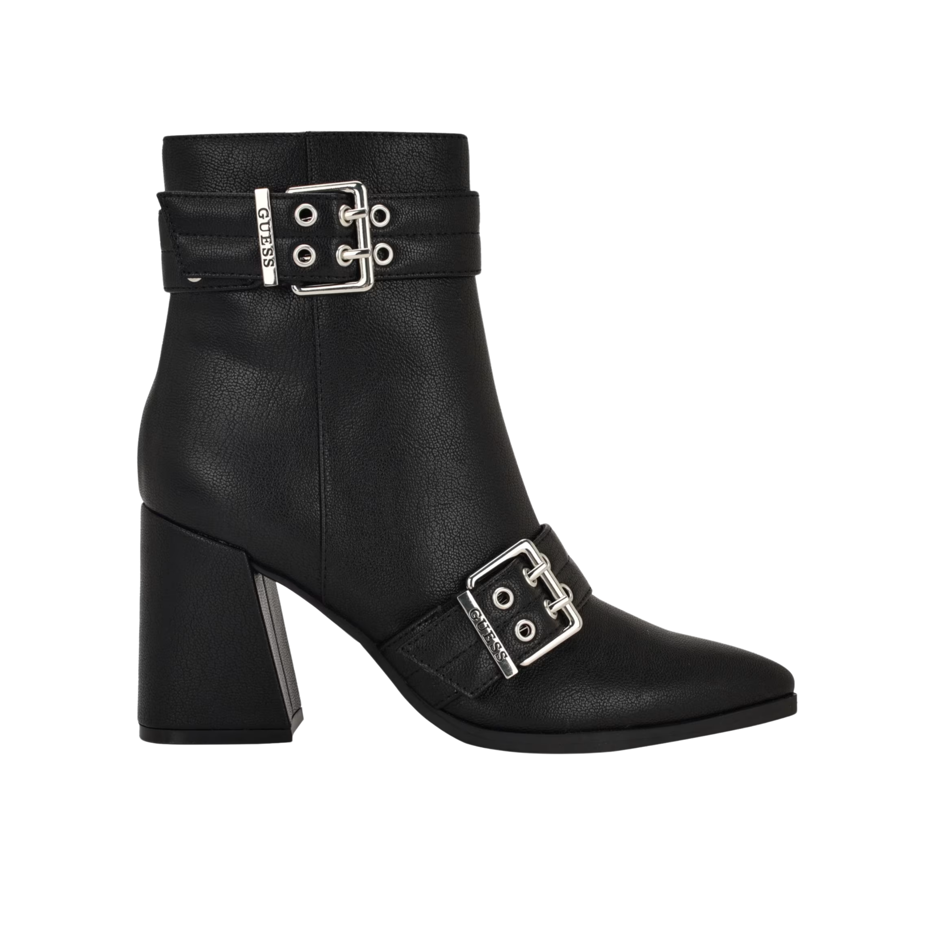 Guess Women Teases Buckled Block Heel Booties - Black
