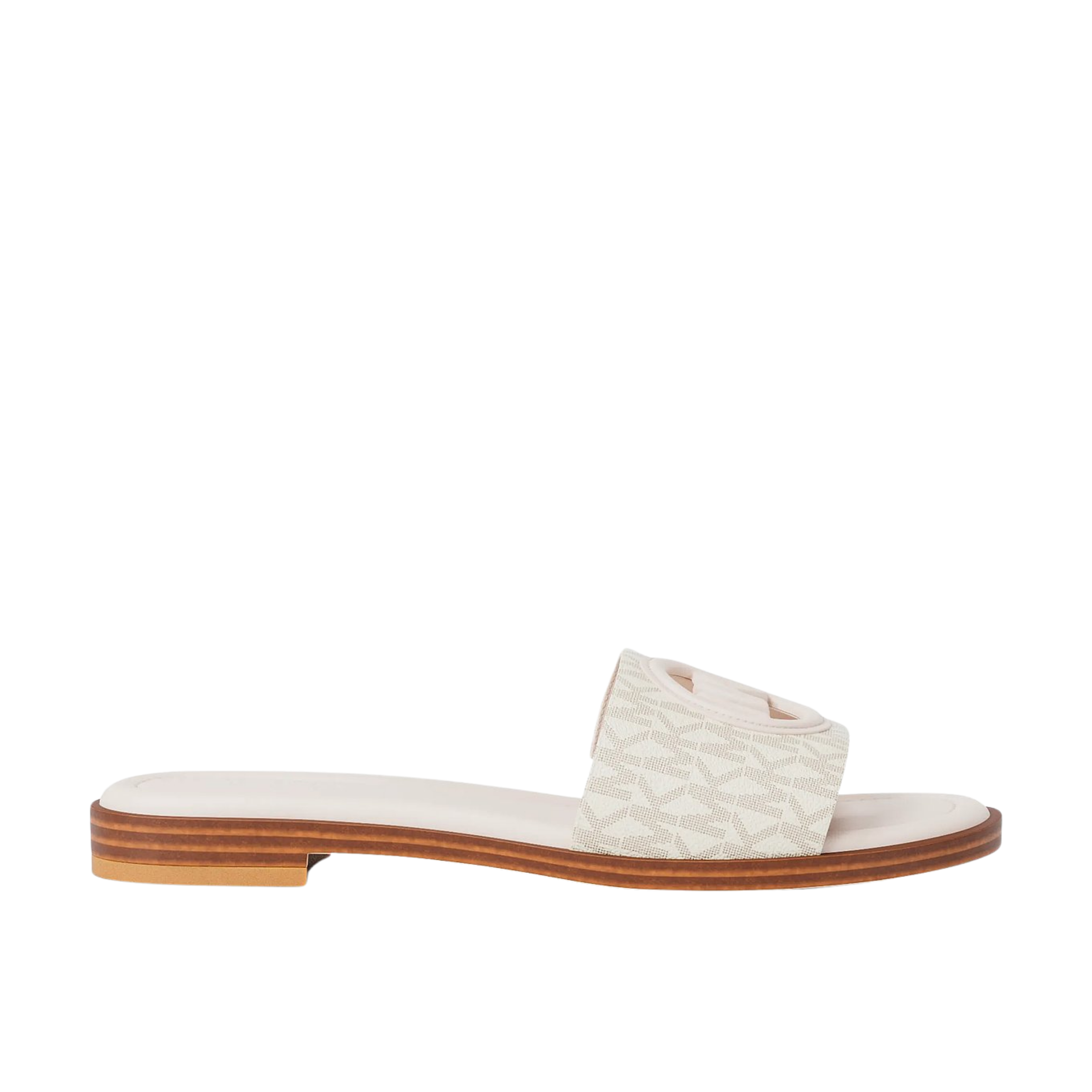 Michael Kors Women Carissa Signature Logo Slide Sandal - Vainilla Combo