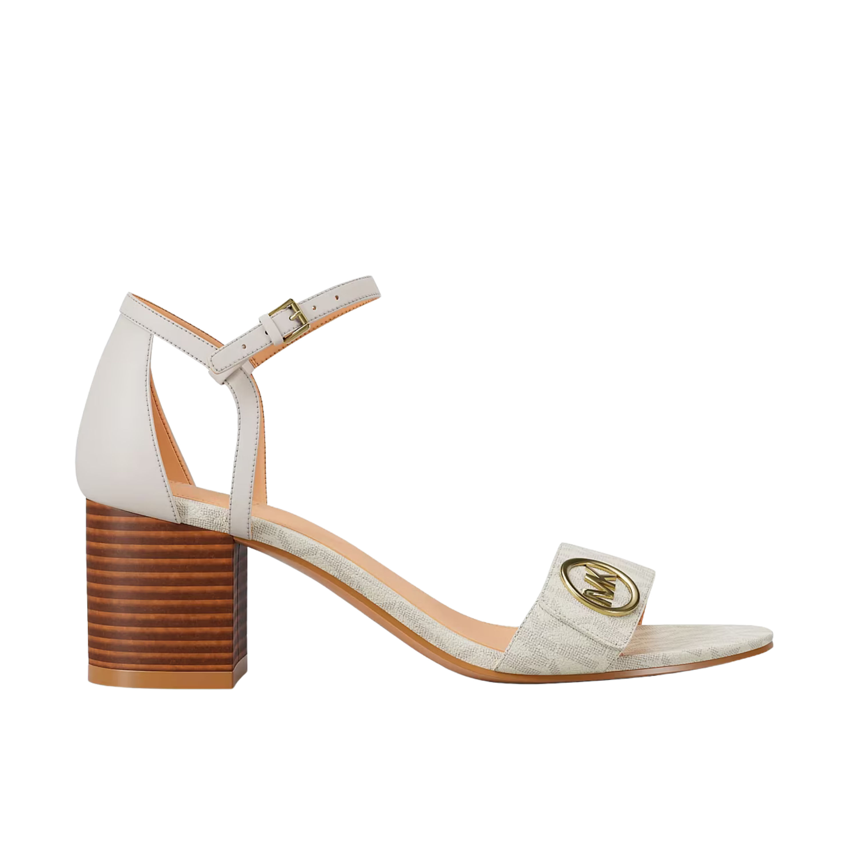 Michael Kors Women Hannah Signature Logo Block Heel Sandal - Vanilla