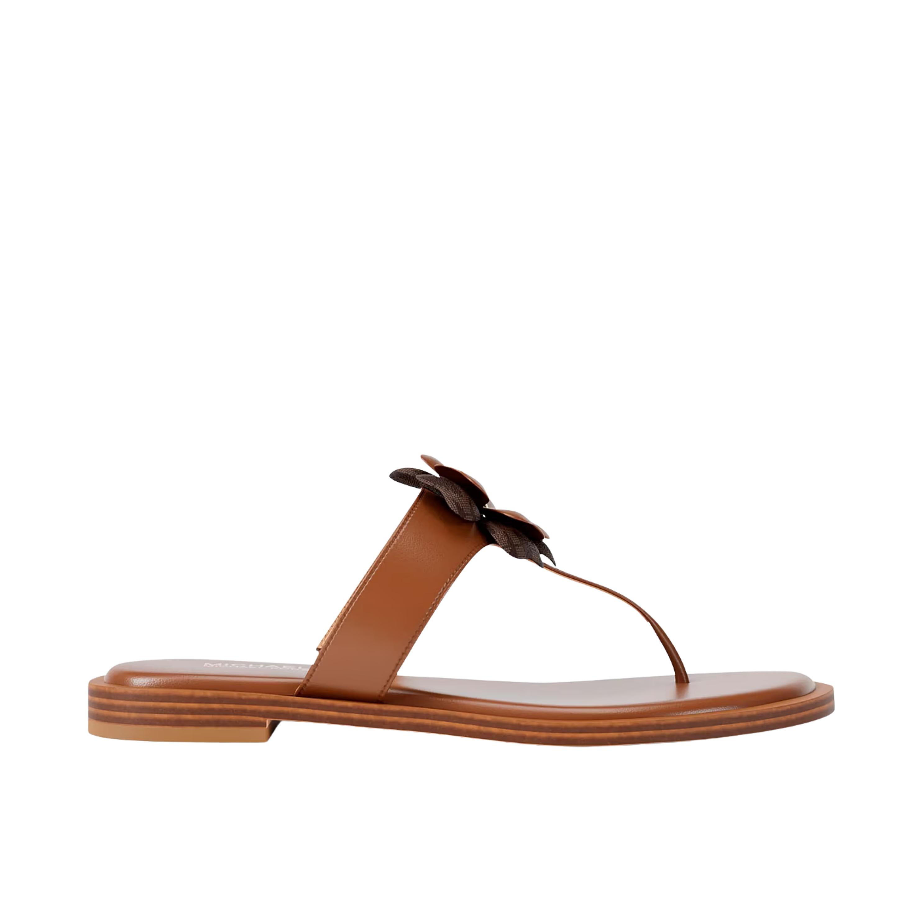 Michael Kors Women Callie Embellished Signature Logo Trim Thong Sandal - Luggage
