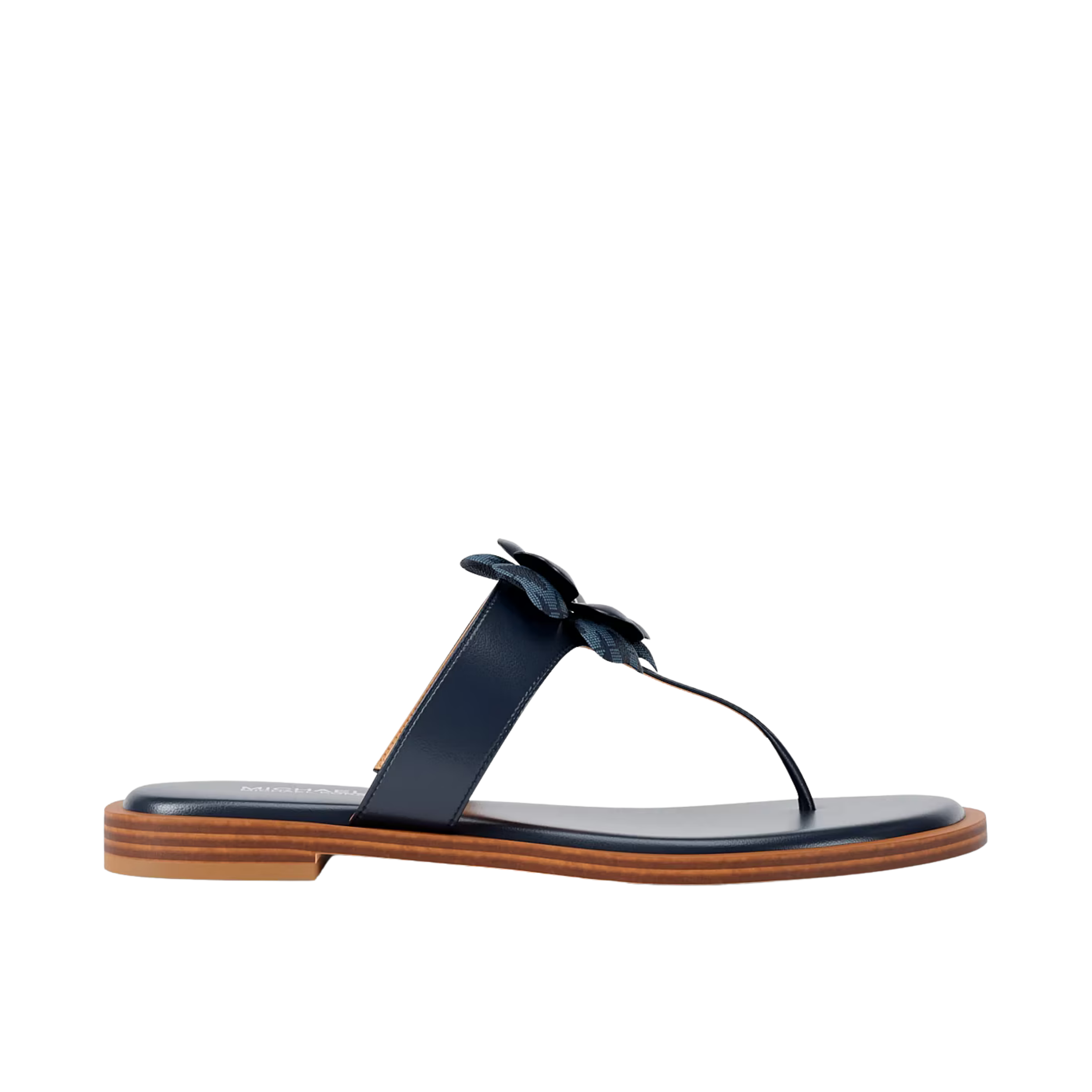 Michael Kors Women Callie Embellished Signature Logo Trim Thong Sandal - Navy
