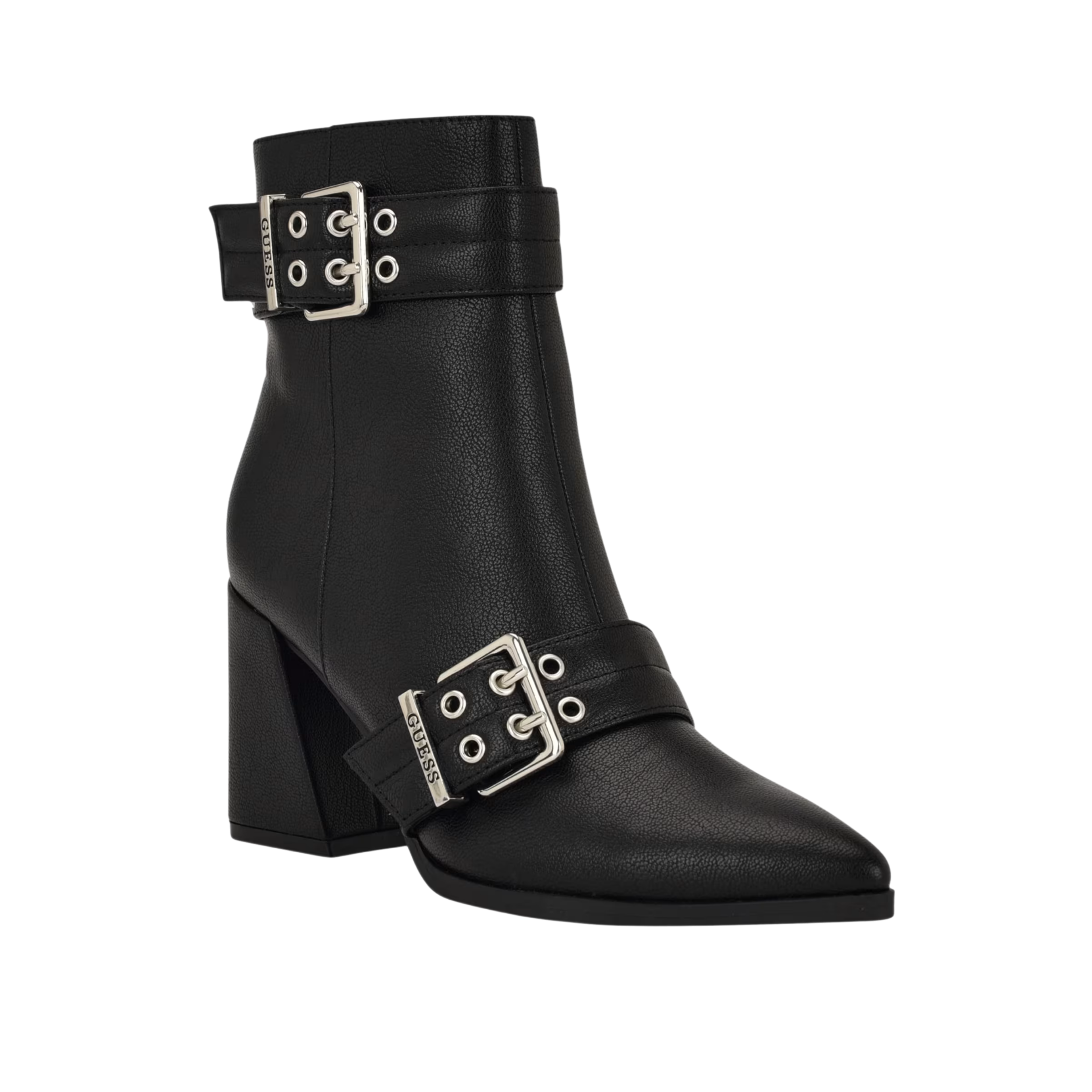 Guess Women Teases Buckled Block Heel Booties - Black