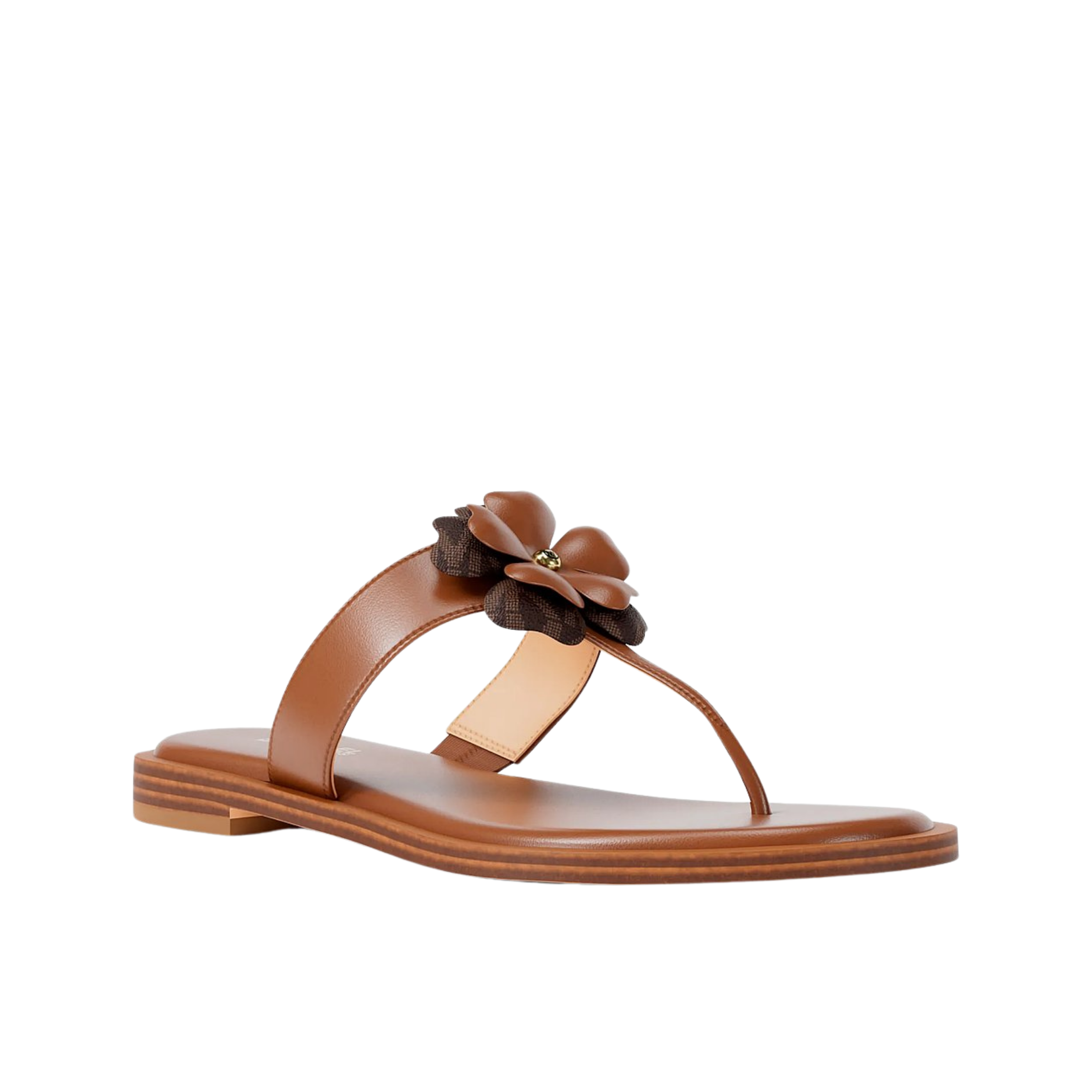 Michael Kors Women Callie Embellished Signature Logo Trim Thong Sandal - Luggage