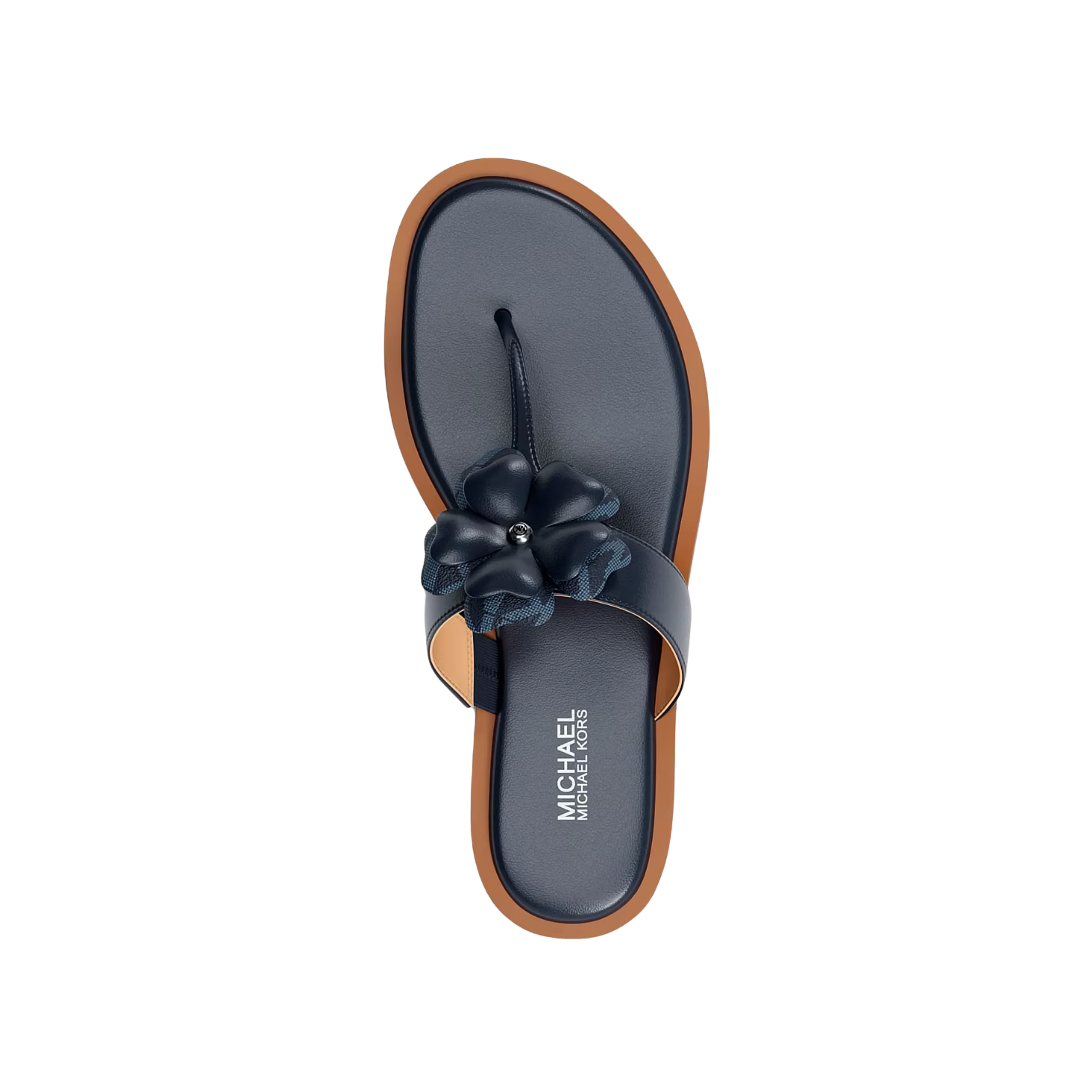 Michael Kors Women Callie Embellished Signature Logo Trim Thong Sandal - Navy