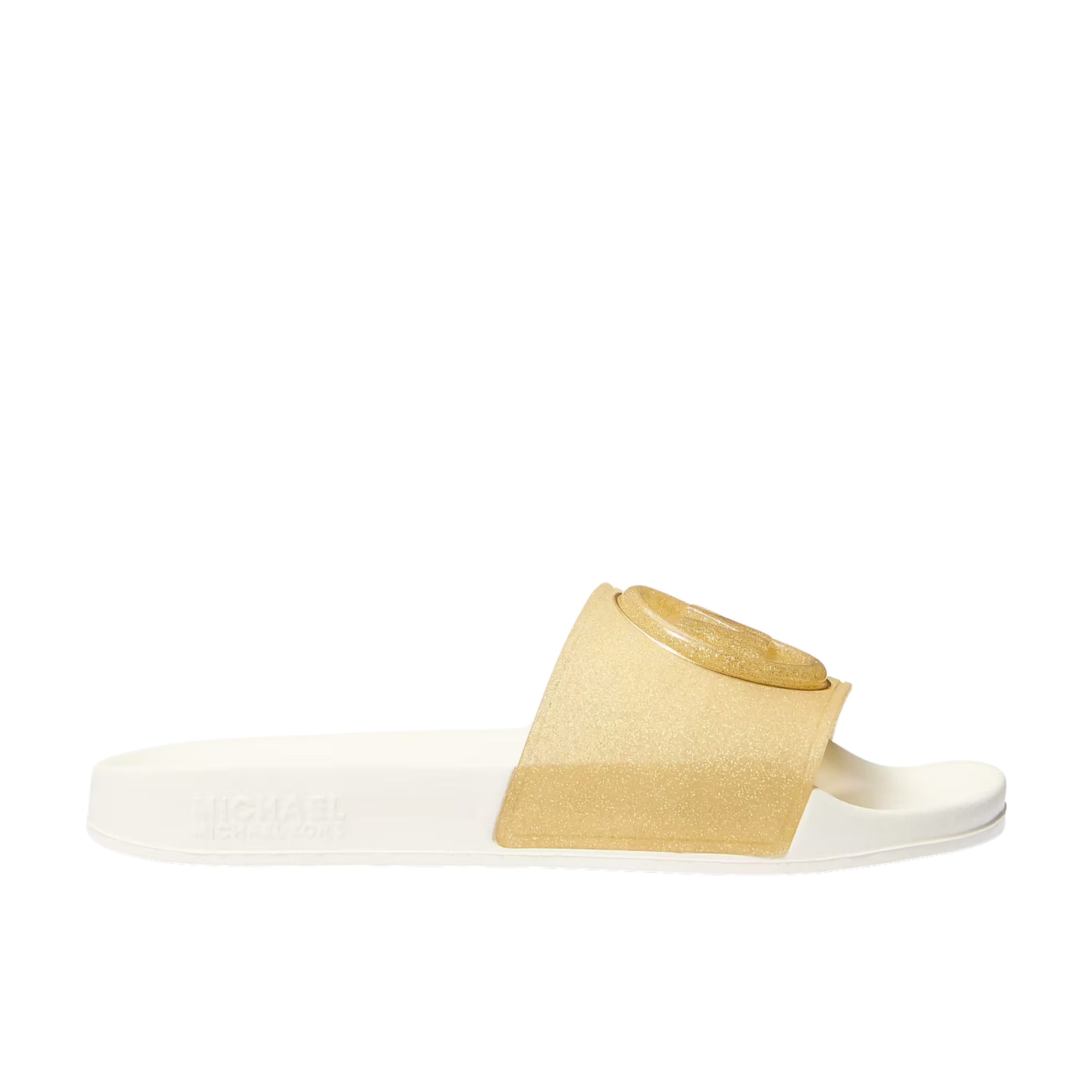 Michael Kors Women Penny Glitter Embellished PVC Slide Sandal - Pale Gold