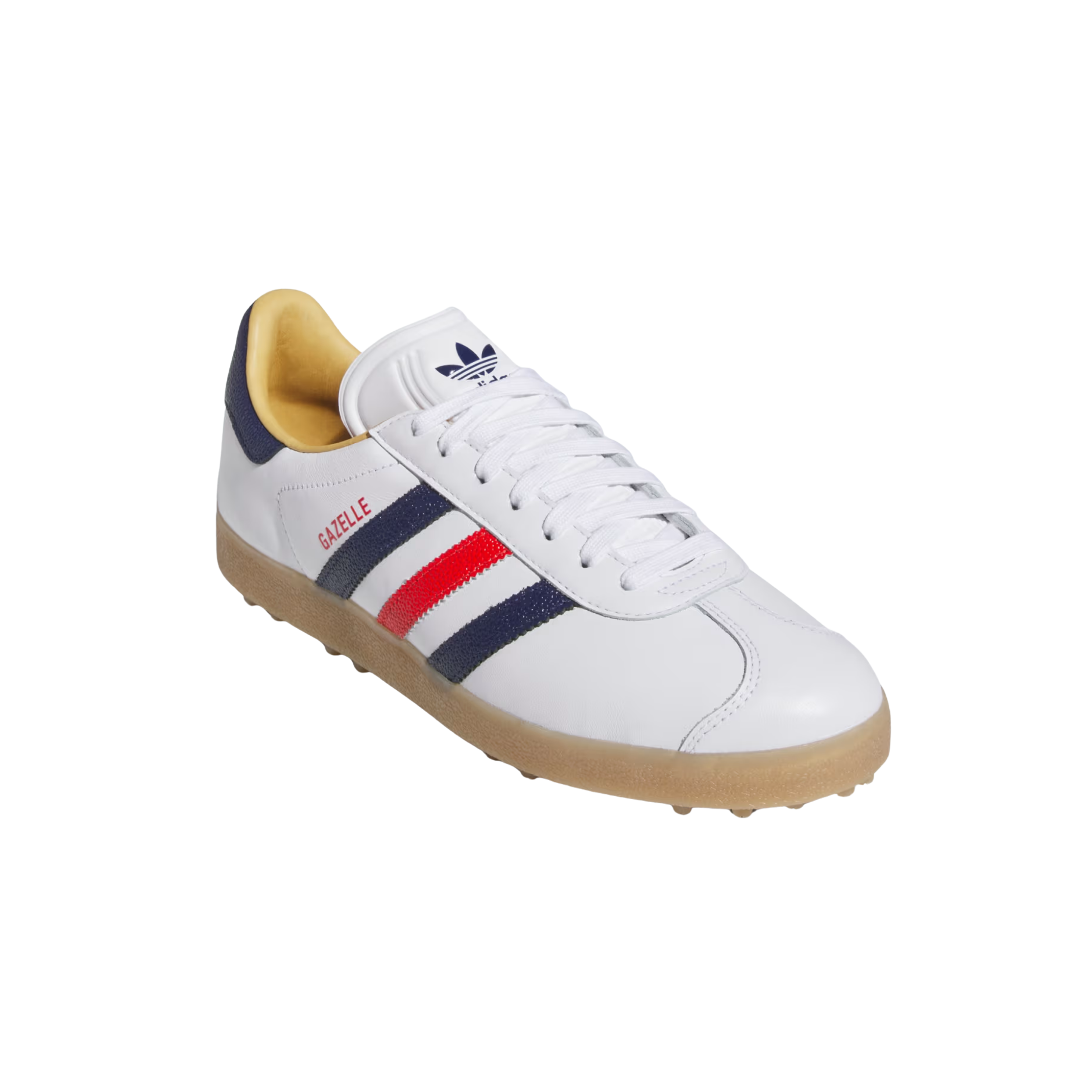 Adidas Men Gazelle Leather Spikeless Golf - Cloud White Dark Blue Red
