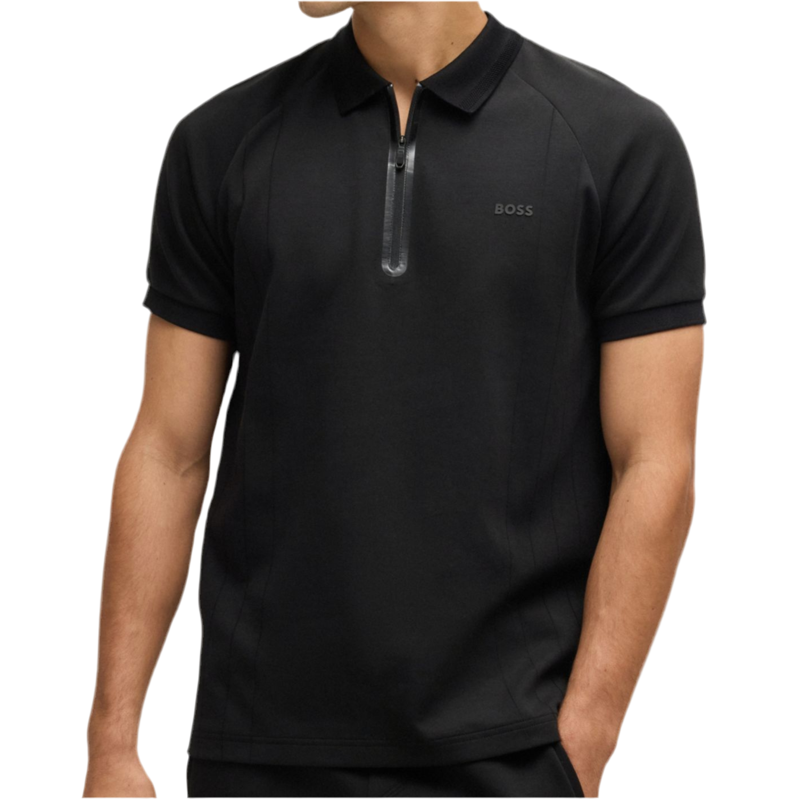 Hugo Boss Men Polo Shirt In Drop Needle - Black