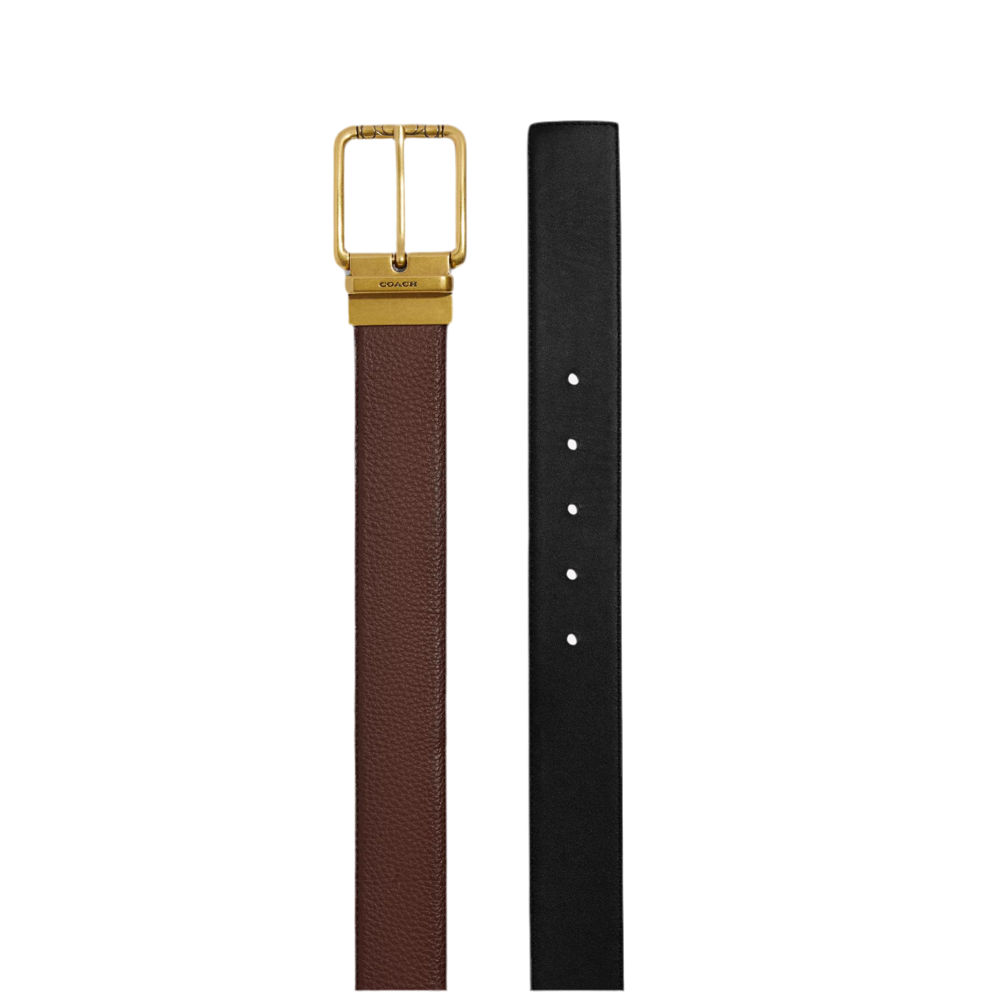 COACH Square Roller Buckle Reversible Belt 38mm - Dark Saddle Black