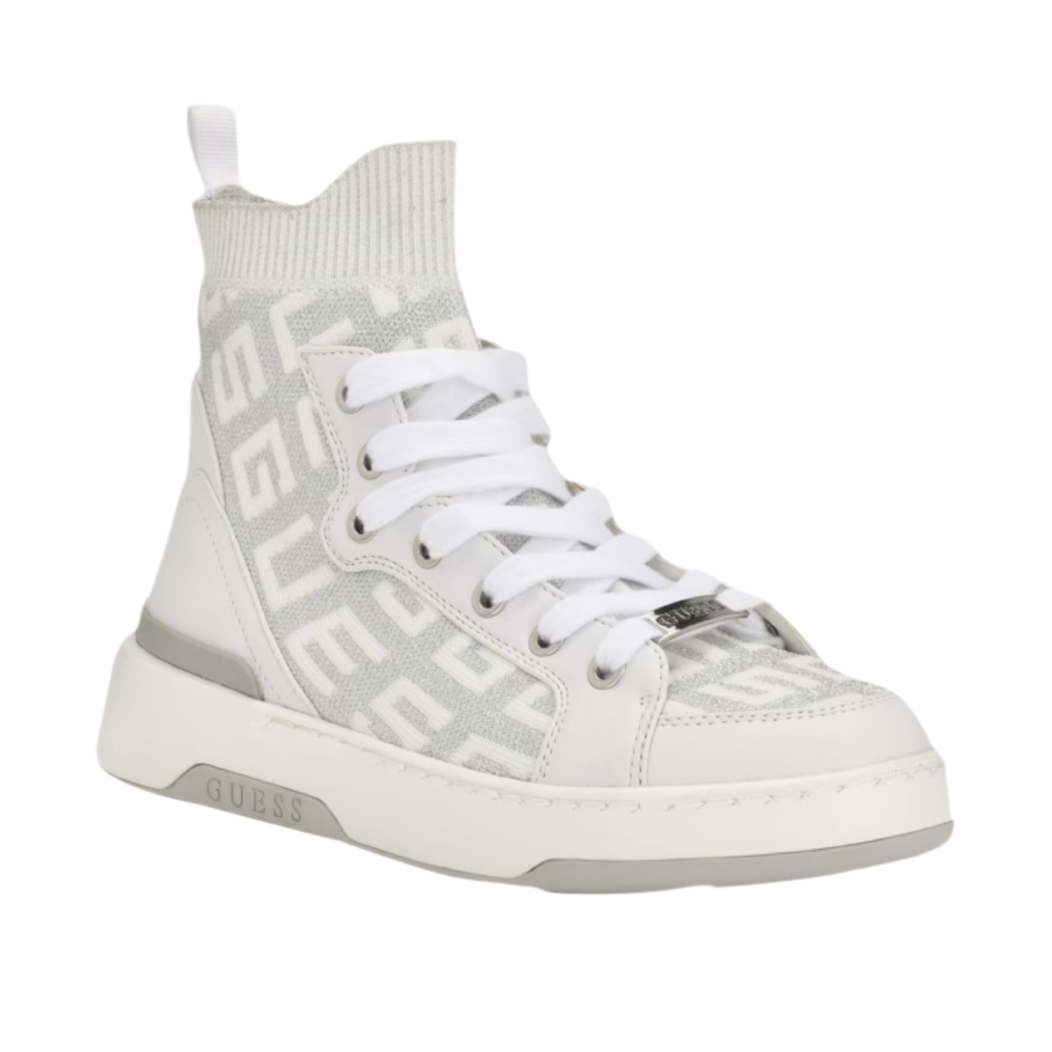 Guess Unisex Mannen Logo Knit High-Top Sneakers - Grey