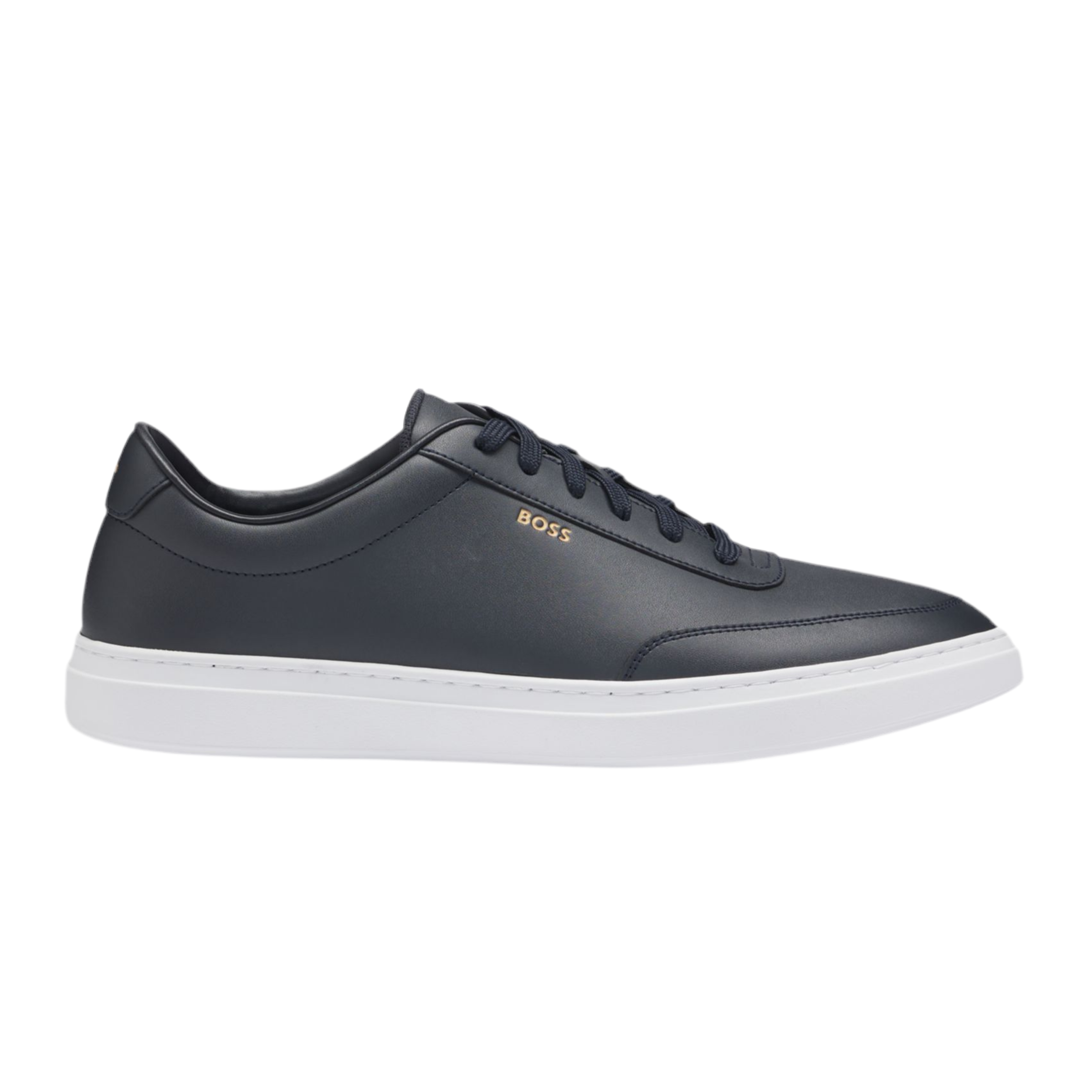 Hugo Boss Men Coated Leather Trainers - Dark Blue