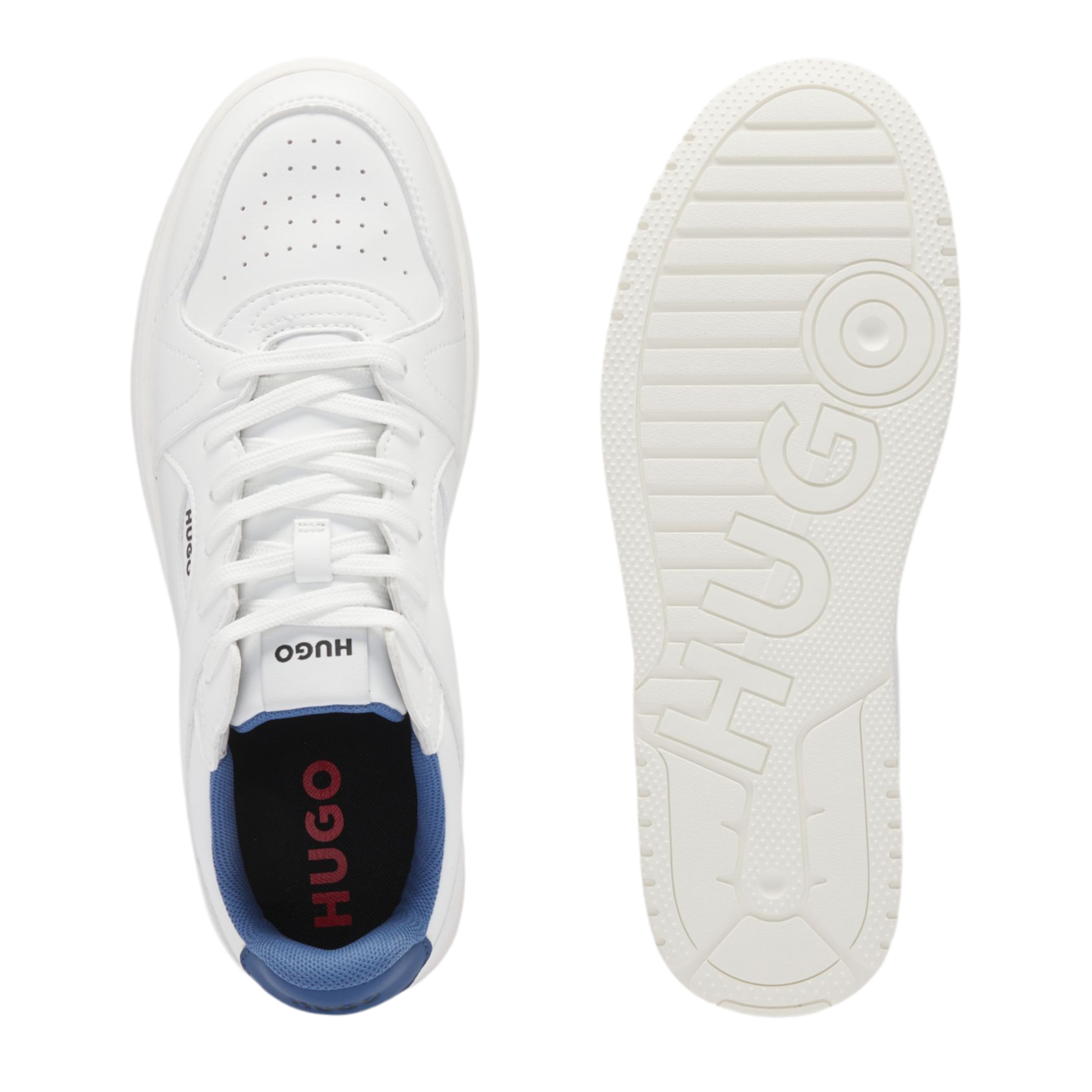 Hugo Boss Men Faux Leather Lace Up Trainers - White