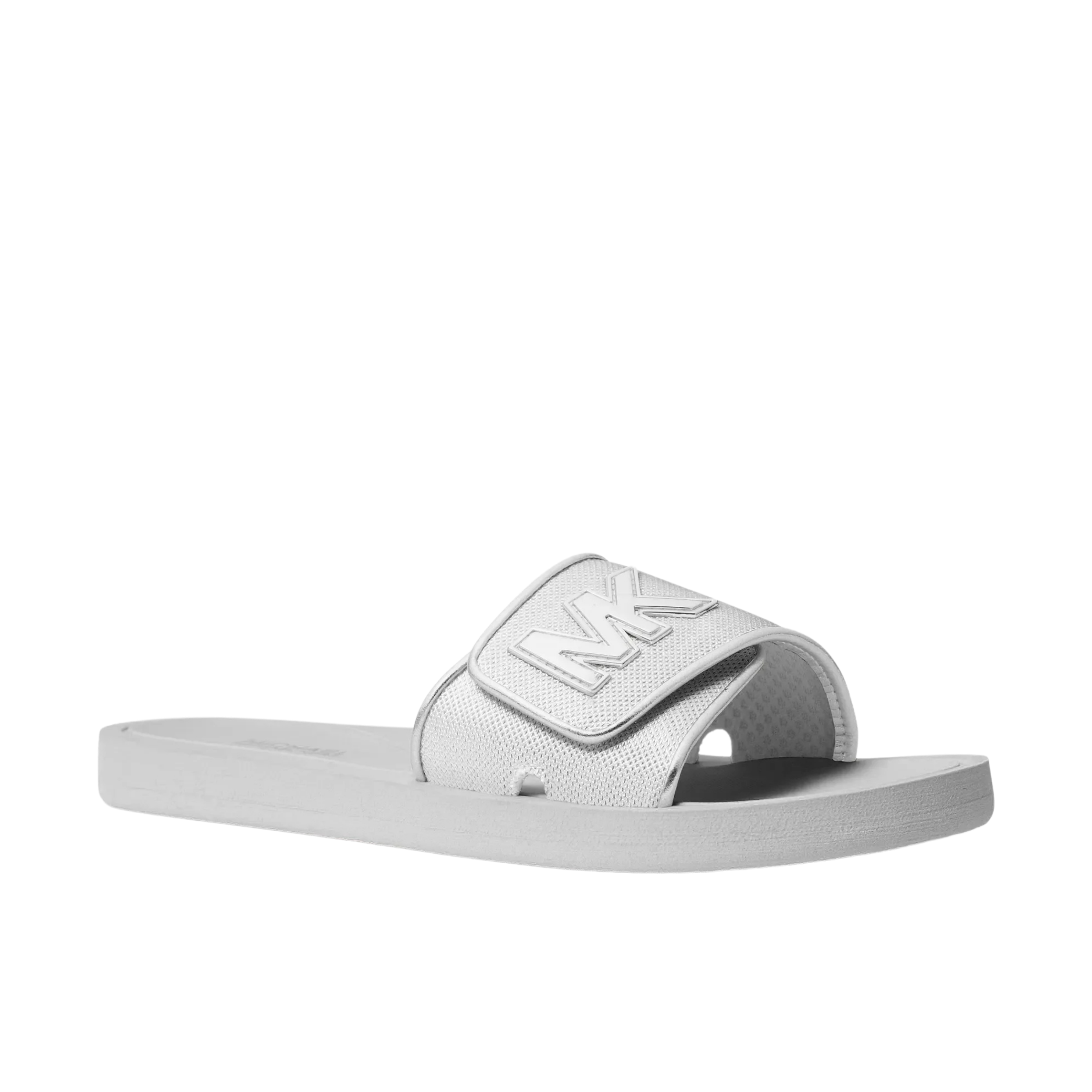 Michael Kors Women Palmer Metallic Mesh Slide Sandal - Silver