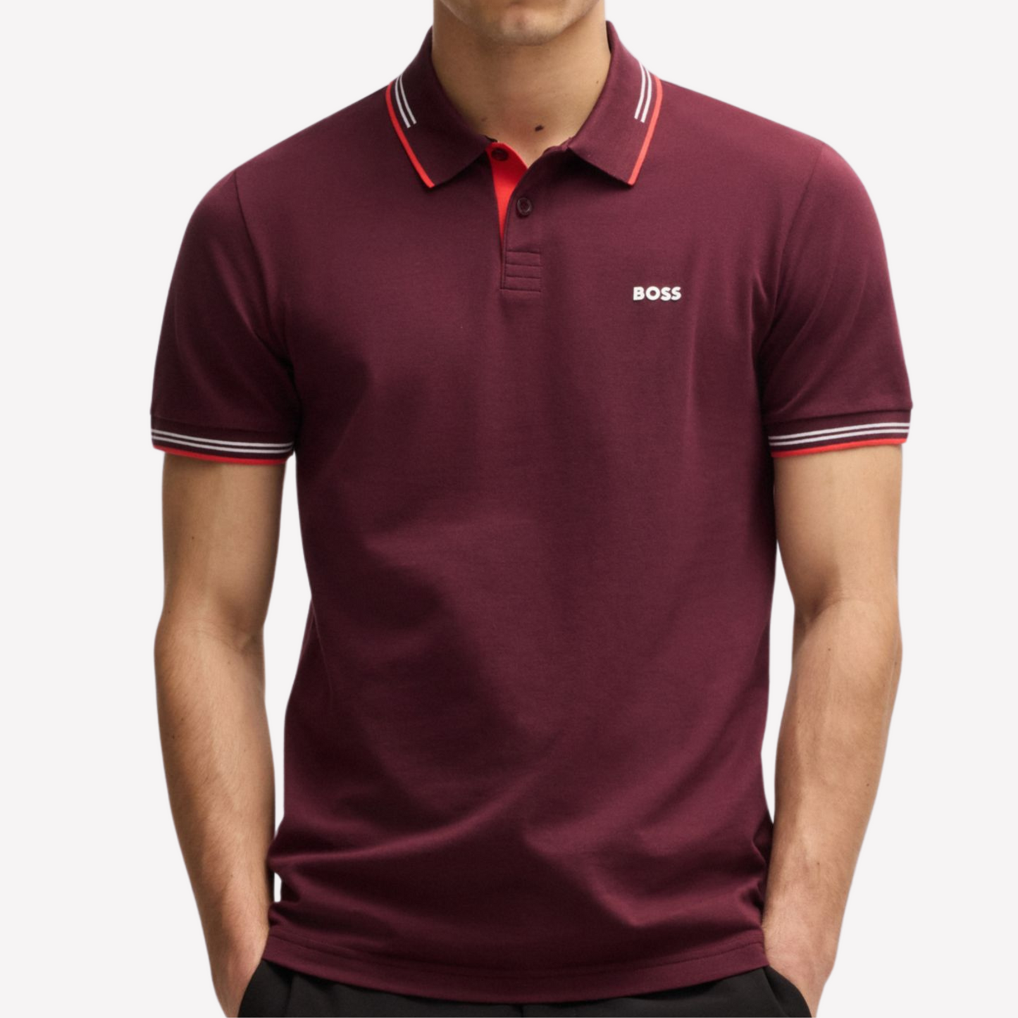 Hugo Boss Men Stretch Cotton Slim Fit Polo Shirt - Red