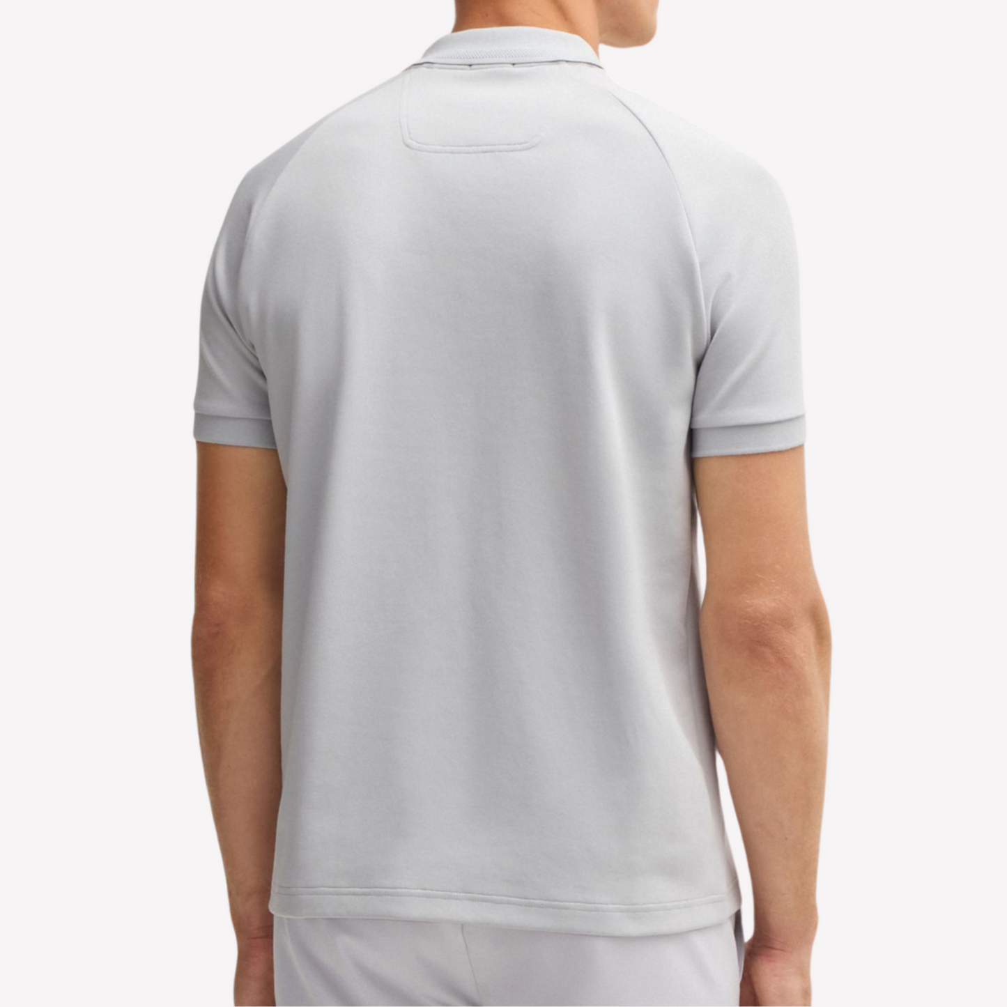 Hugo Boss Men Polo Shirt In Drop Needle - Light Grey