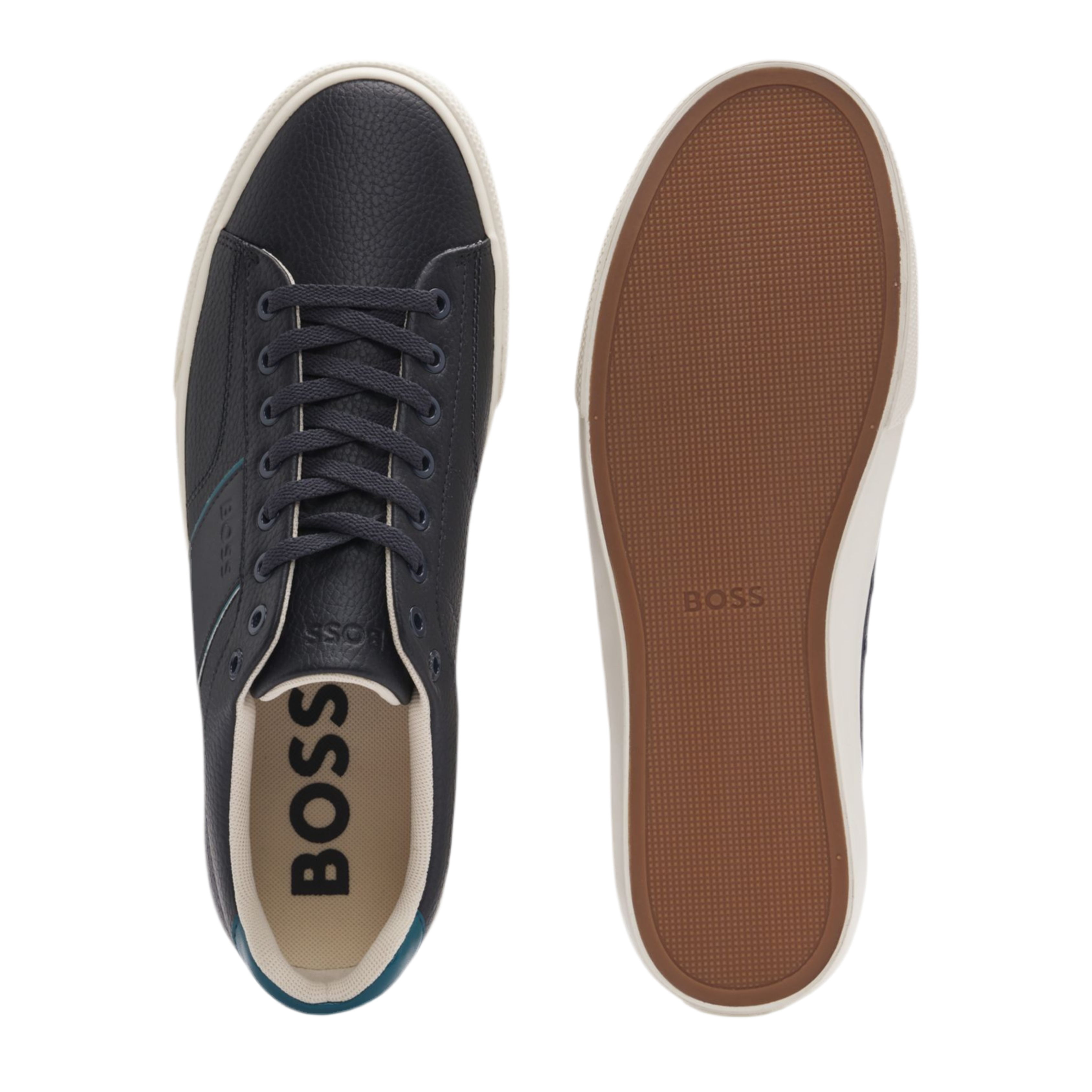 Hugo Boss Men Faux Leather Trainers - Light Blue