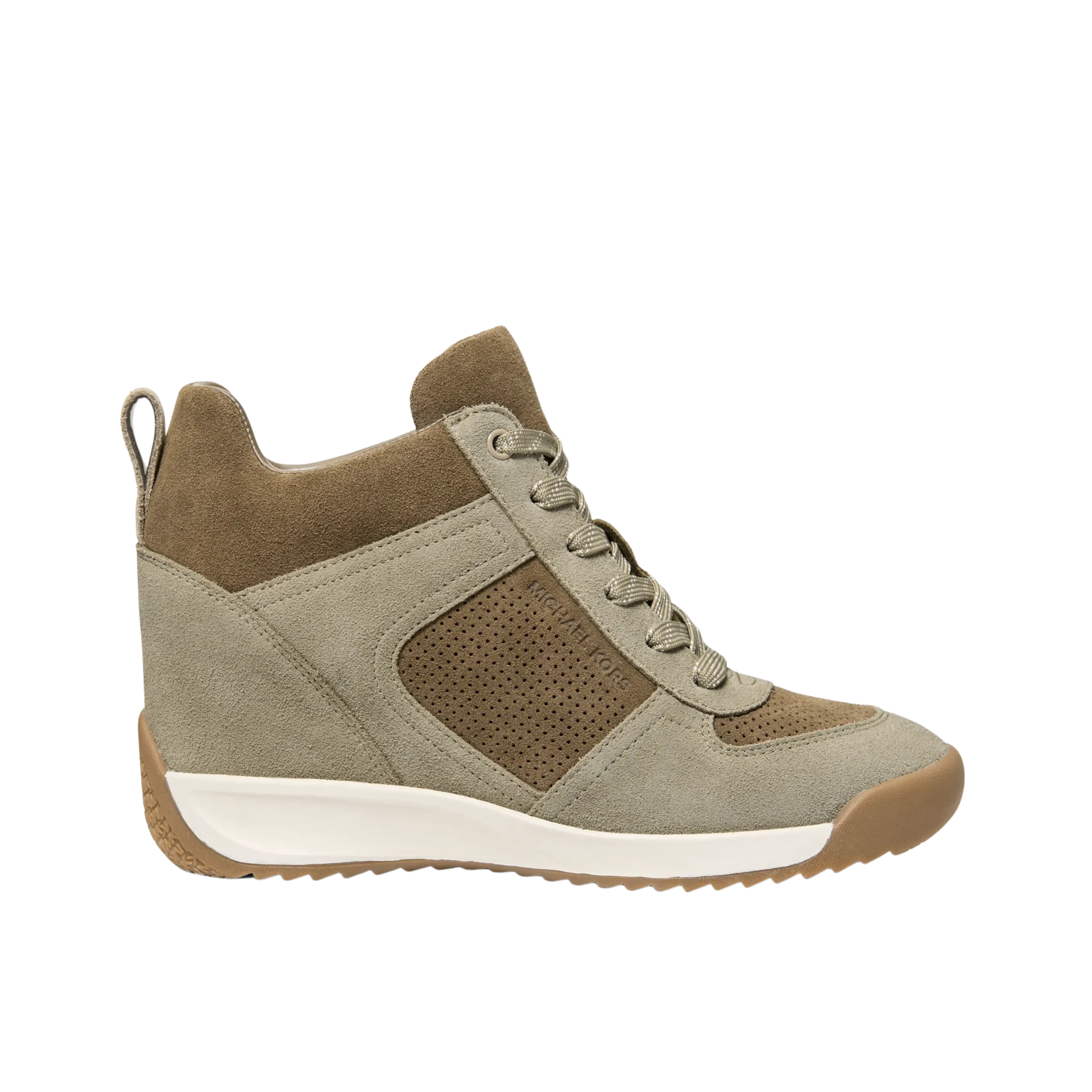 Michael Kors Women Nikko S2 Perforated Suede Wedge Trainer - Dusty Sage Multi